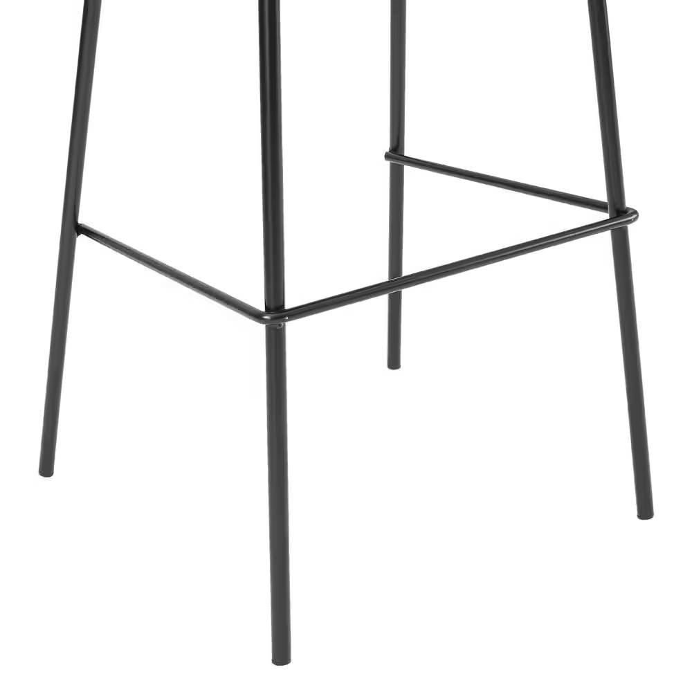 Set of 2 - Modern Low Back Barstool with Black Metal Frame and Grey Linen Seat - PRHOMZ