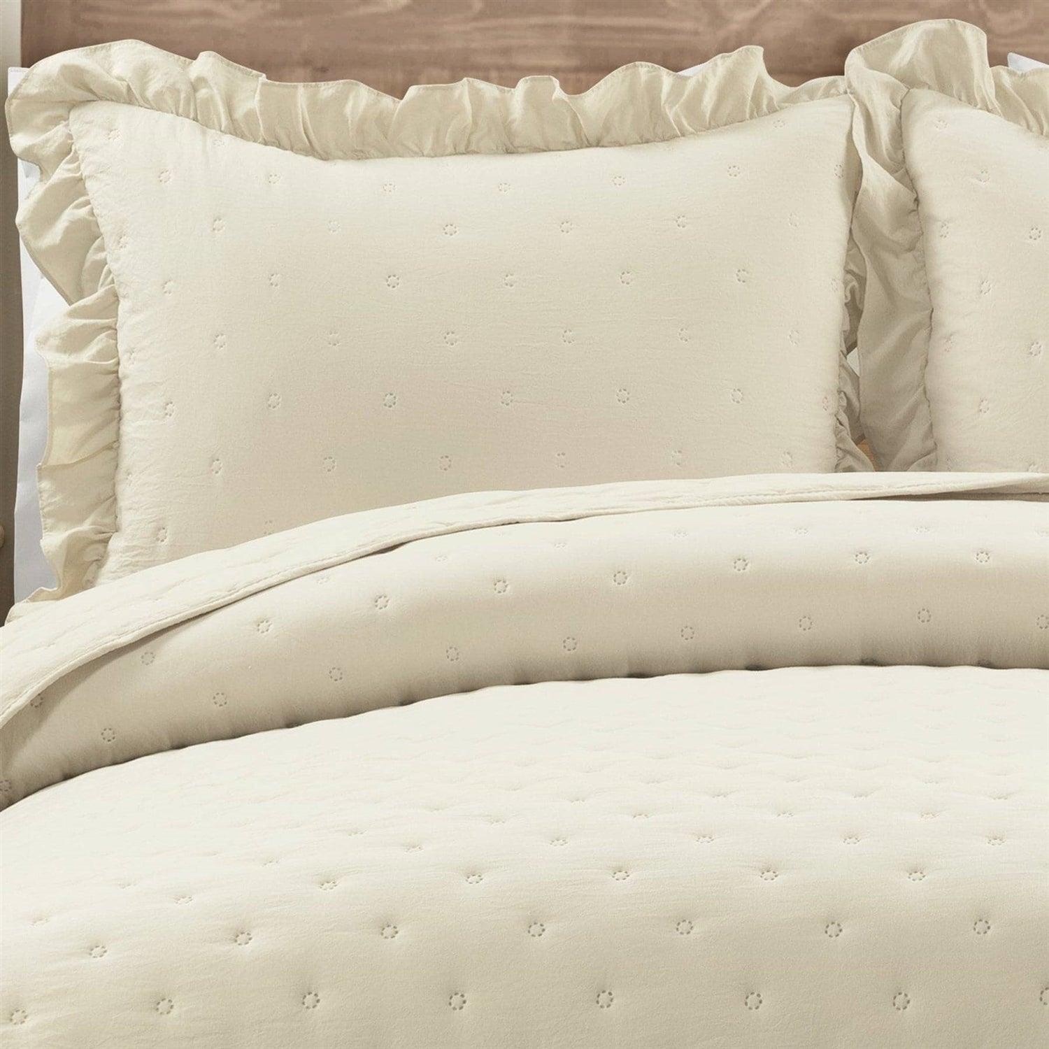 King Size Lightweight Yellow Ruffle Reversible Oversized 3 Piece Quilt Set - PRHOMZ