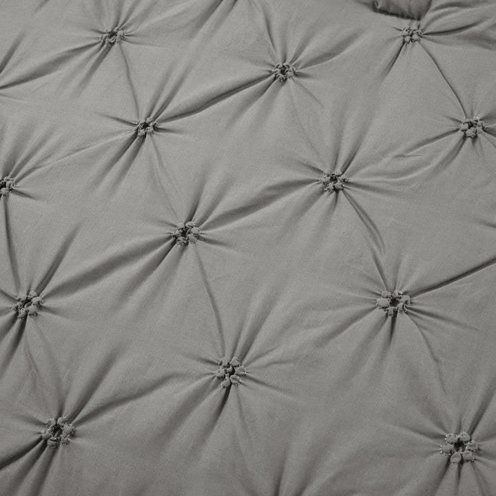 King Size Soft Pleated Grey Cotton 3 Piece Comforter Set - PRHOMZ