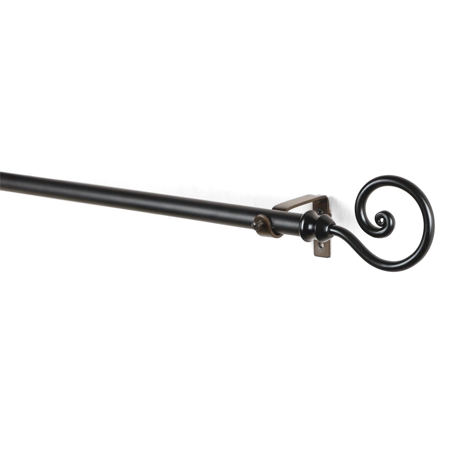 Black Extendable Curtain Pole | Curled Metal Finials | 61-366cm-1