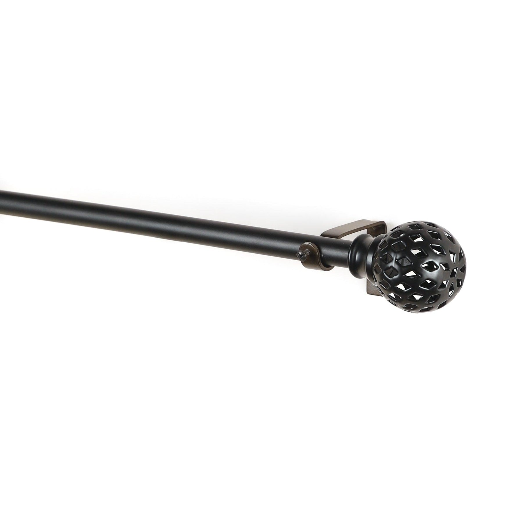 Black Extendable Curtain Pole | Geometric Finials | 61-366cm-1