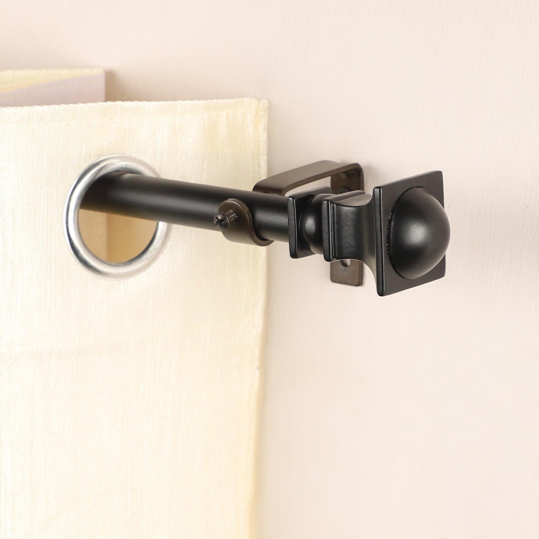 Black Extendable Telescopic Curtain Pole | Rod With Minimalist Design | 61-366cm-0