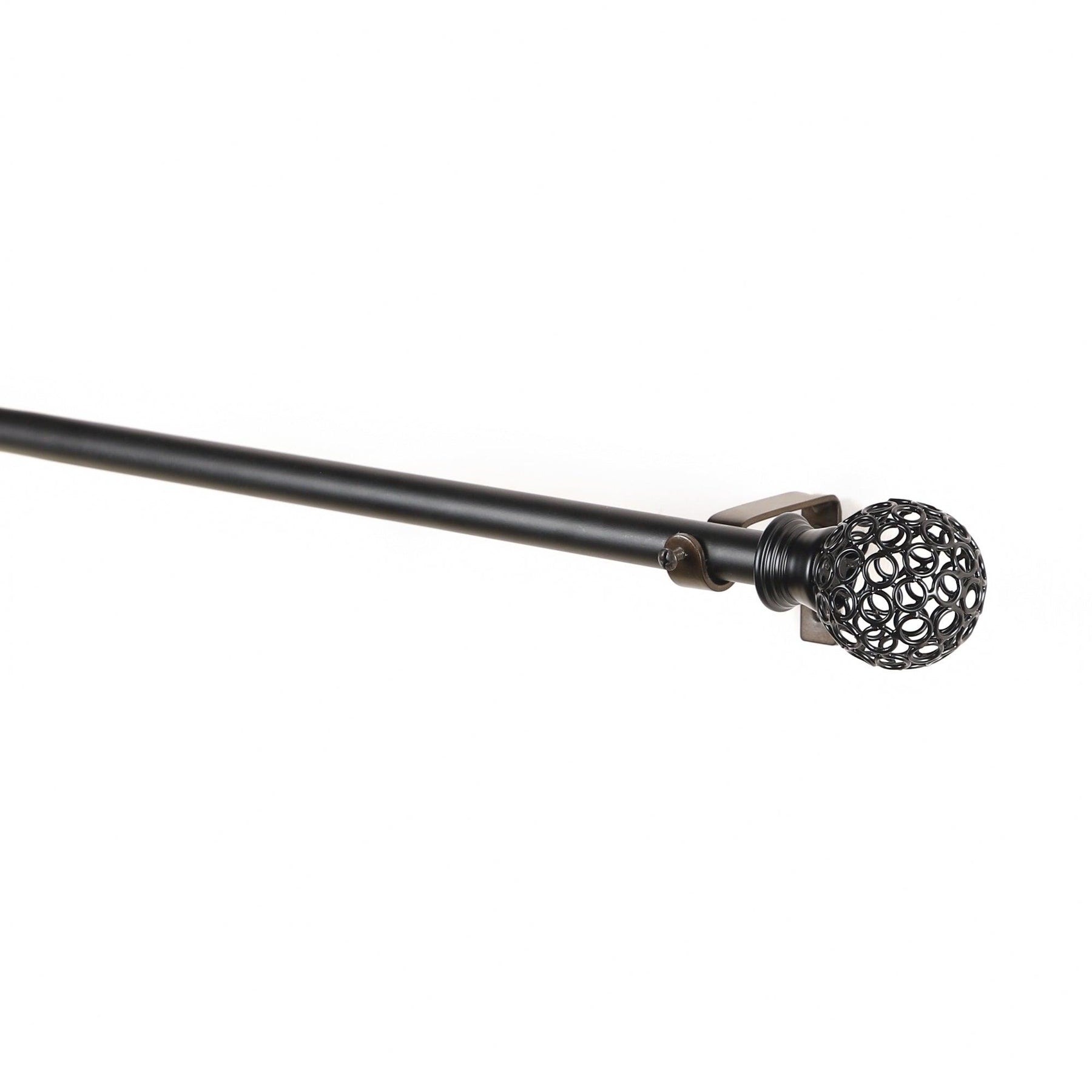 Black Extendable Curtain Pole | 25mm | Cage Finials | 61-366cm-1