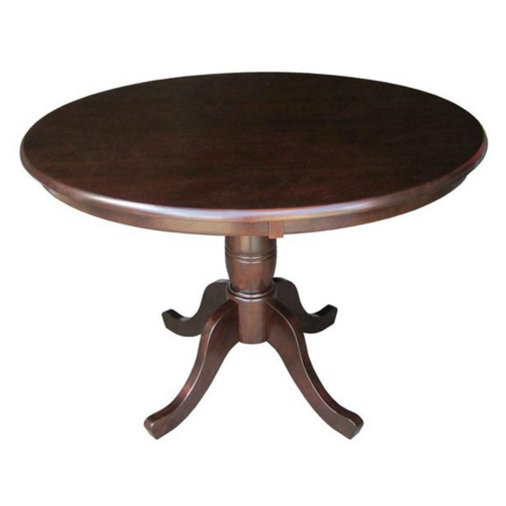 Round 36-inch Solid Wood Kitchen Dining Table in Rich Mocha - PRHOMZ