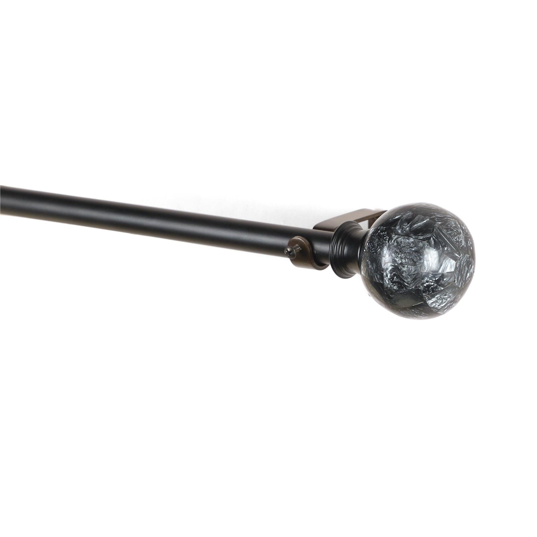 Black Extendable Telescopic Curtain Pole | Rod With Marbled Ball Finials | 61-366cm-1