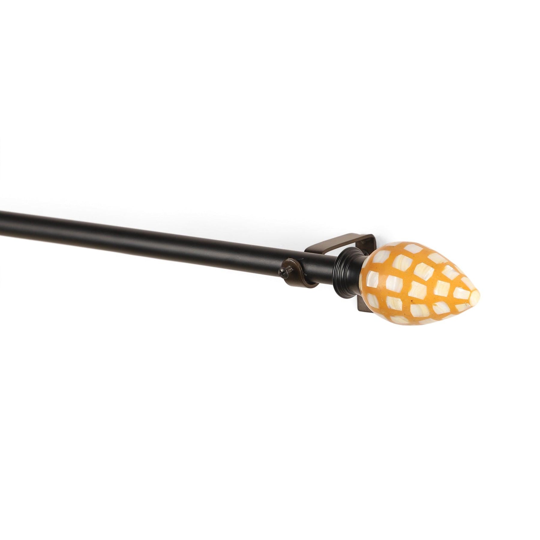 Black Extendable Curtain Pole | Marbled Teardrop Finials | 61-366cm-1