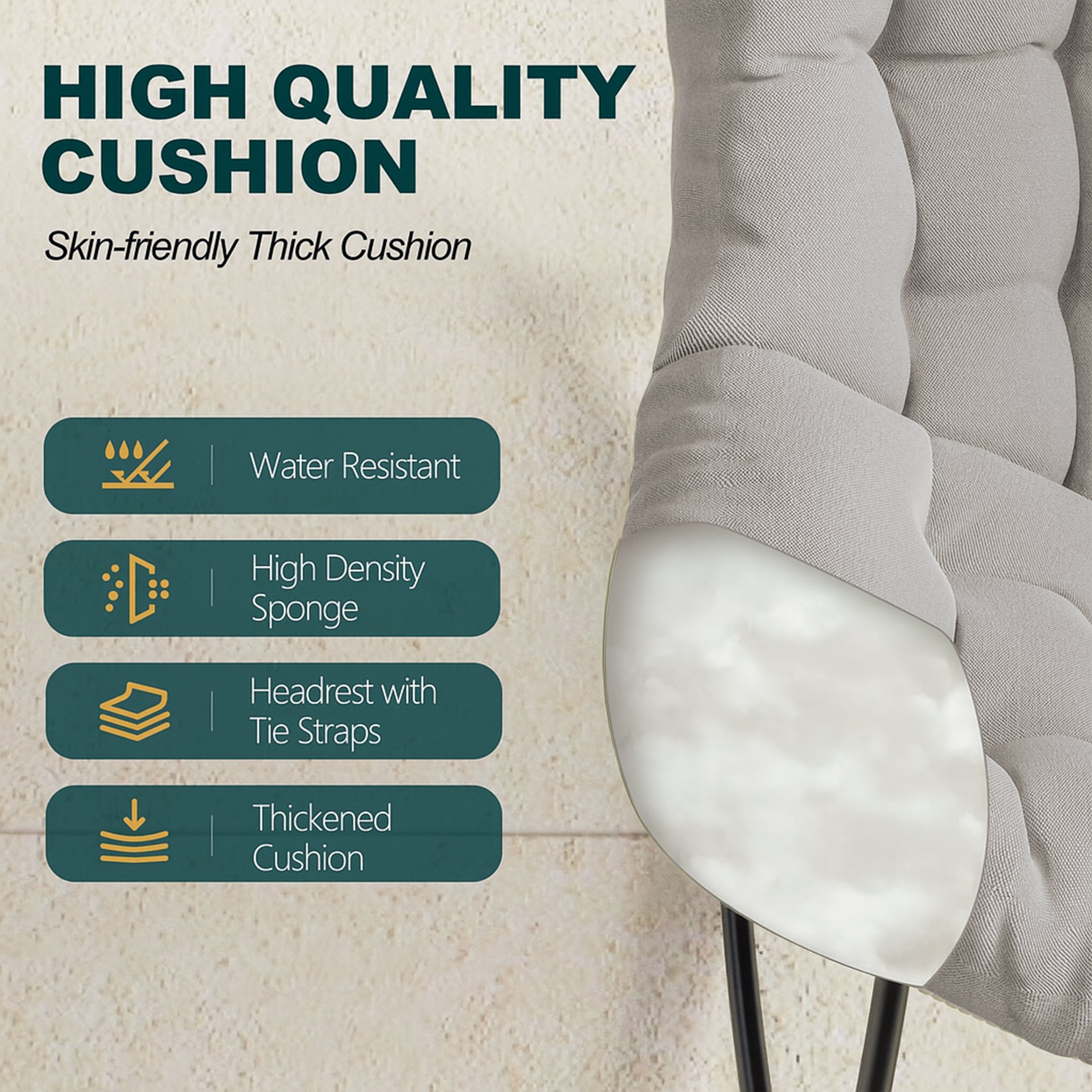 Outdoor Rocking Chair, Oversized Papasan Chair, Indoor Comfy Lounge Rocker-2