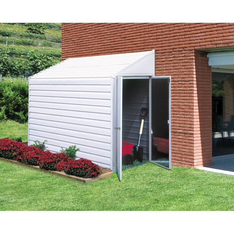 Outdoor Steel 7 x 4-ft Storage Shed with Sloped Roof - PRHOMZ