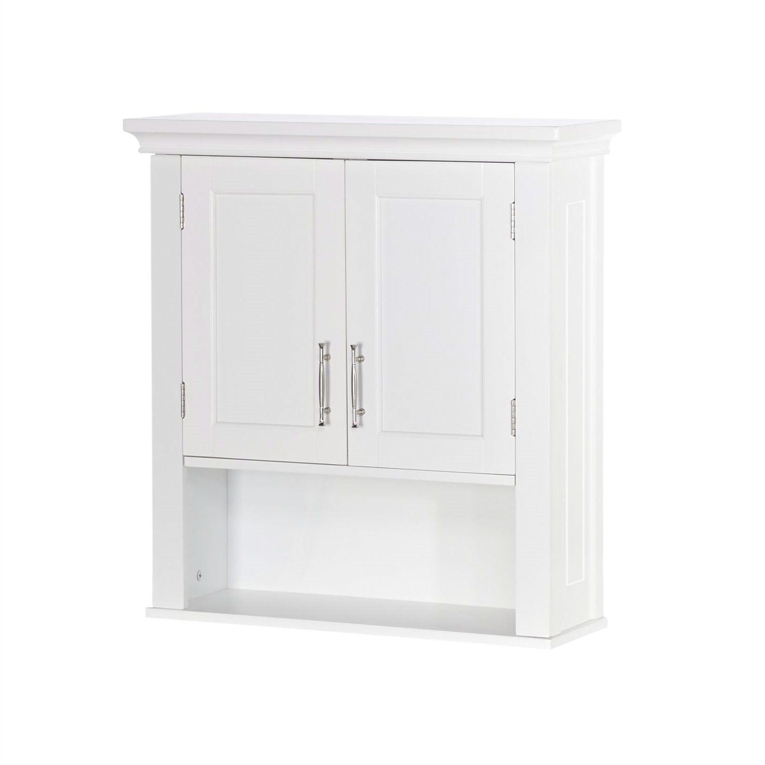 White Bathroom Wall Cabinet Cupboard with Open Shelf - PRHOMZ