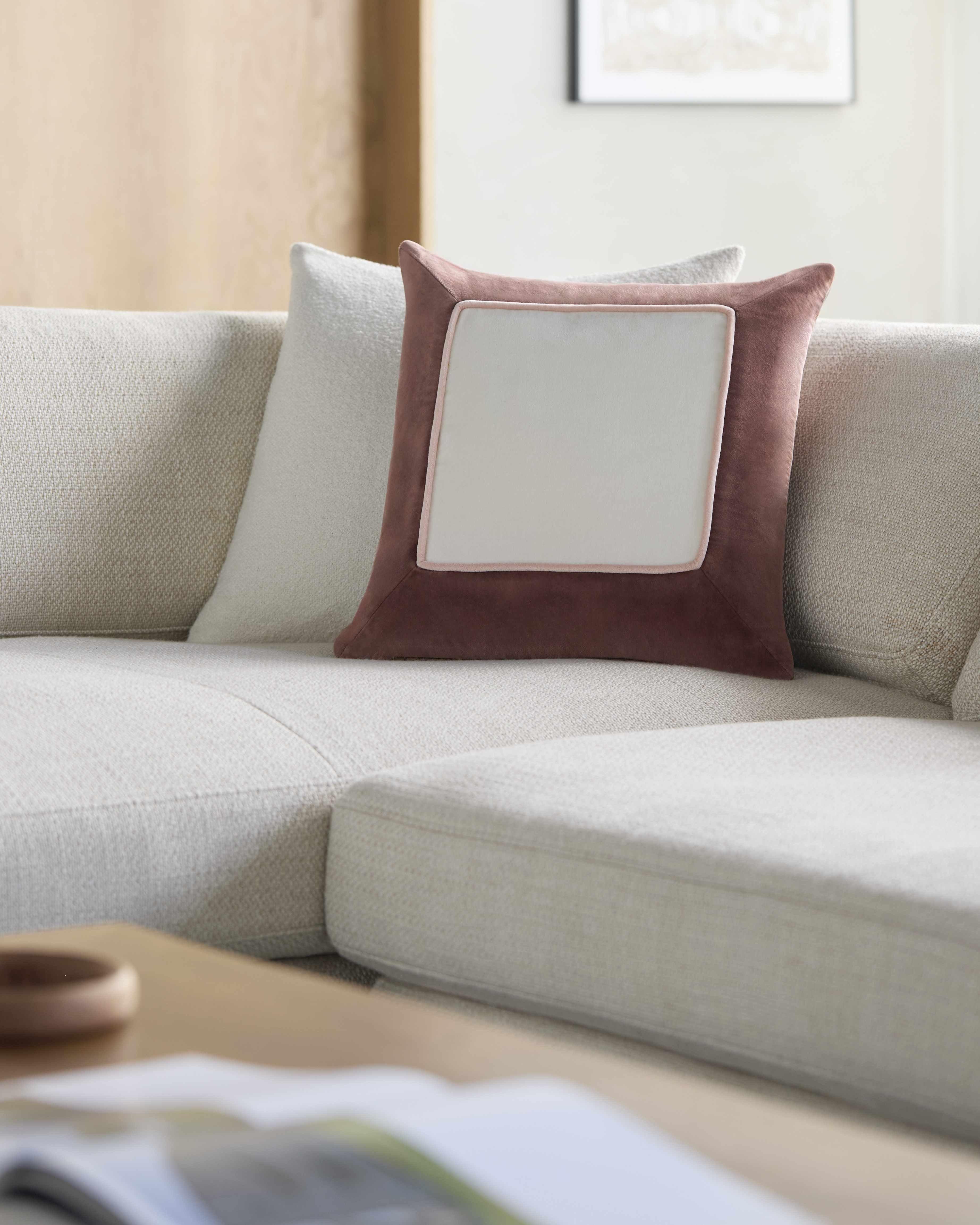 Rahiq Brick Red Border Cotton Throw Pillow-1