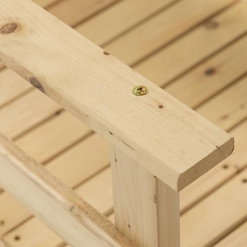 7 ft. Wooden Garden Bridge with Hand Rails in Natural Finish - PRHOMZ