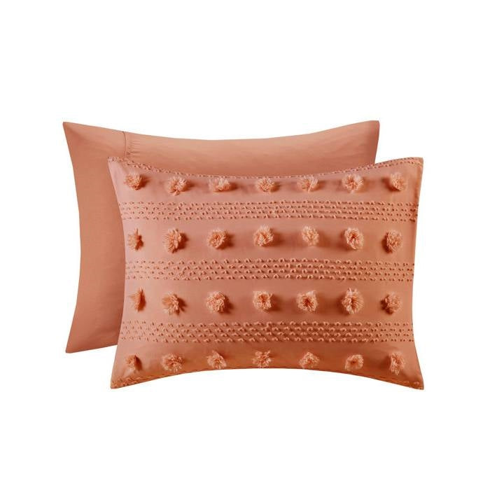 Twin/Twin XL 2-Piece Rust Orange Pompom Microfiber Comforter Set-4