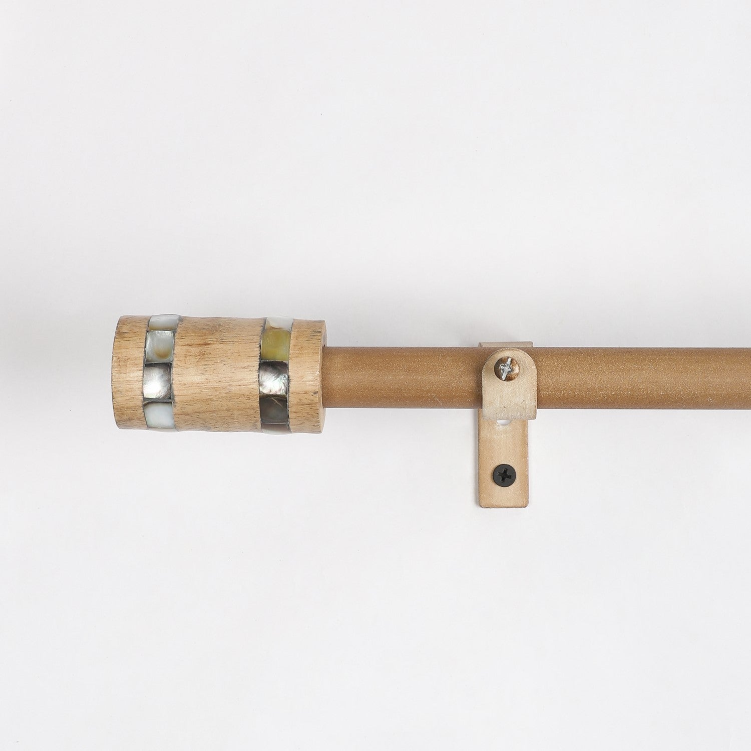 Brown Extendable Curtain Pole | 19mm | Wooden Finials | 61-366cm-1