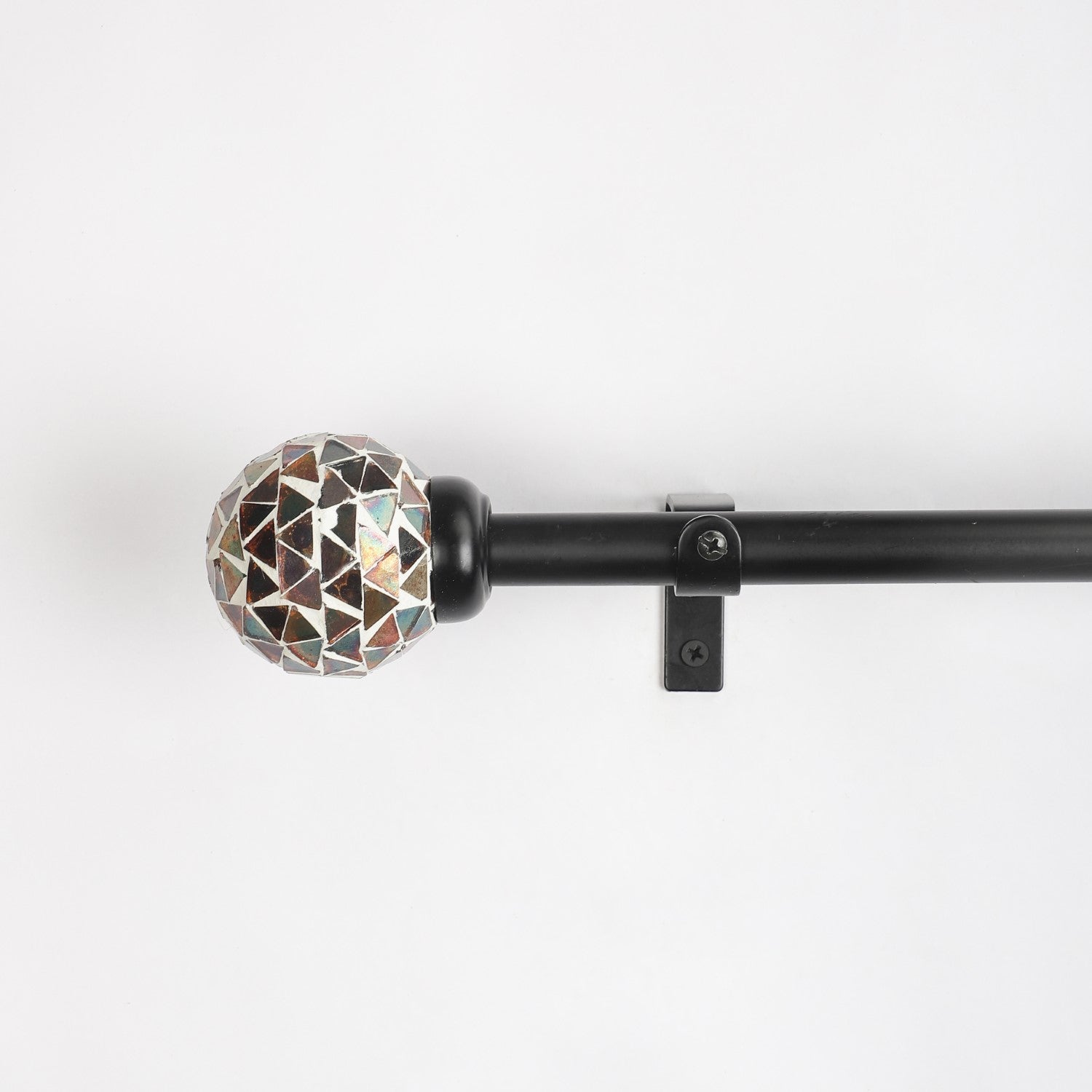 Black Extendable Curtain Pole | Mosaic Glass Finials | 61-366cm-1