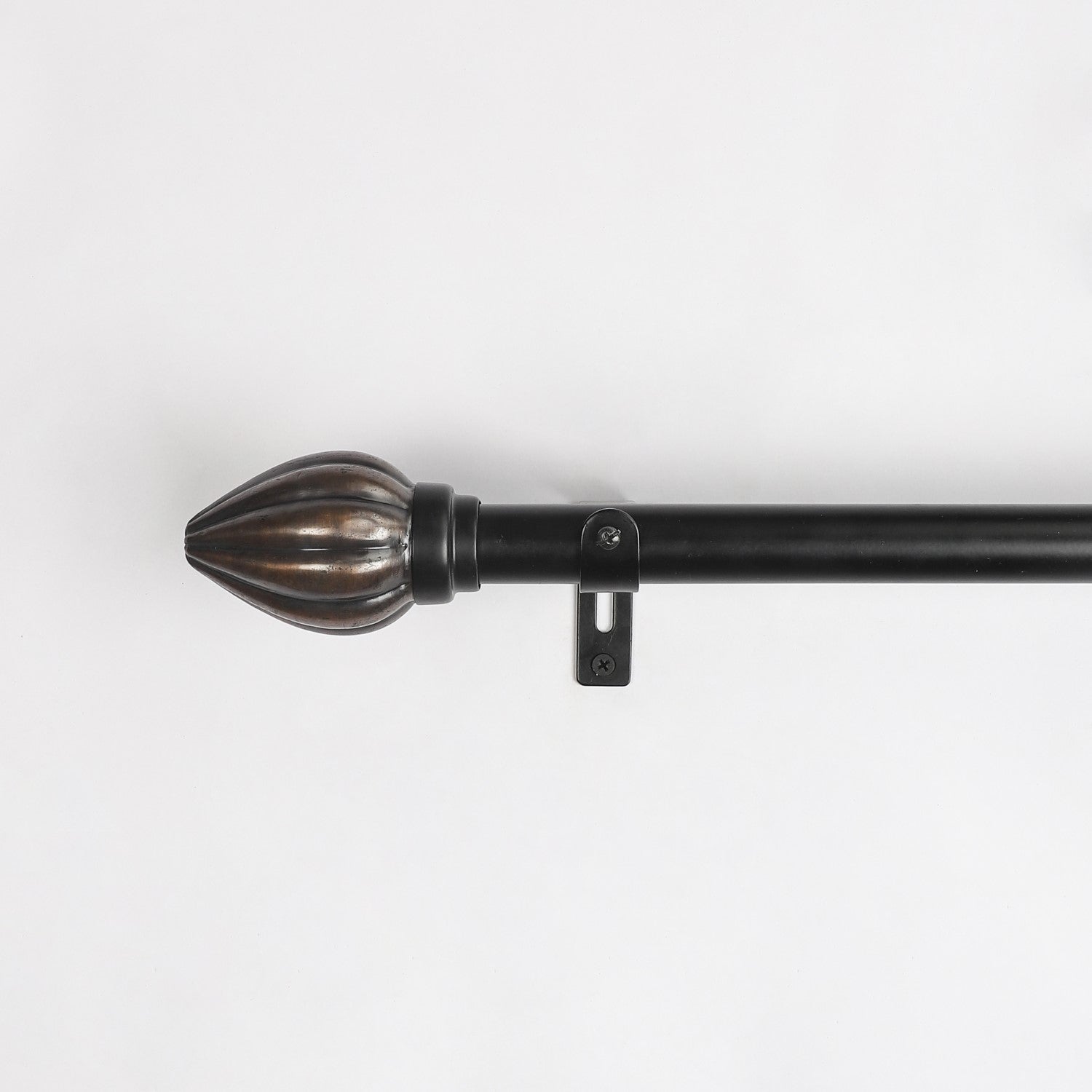 Black Extendable Curtain Pole | 25mm | Rustic Metal Finials | 61-366cm-1