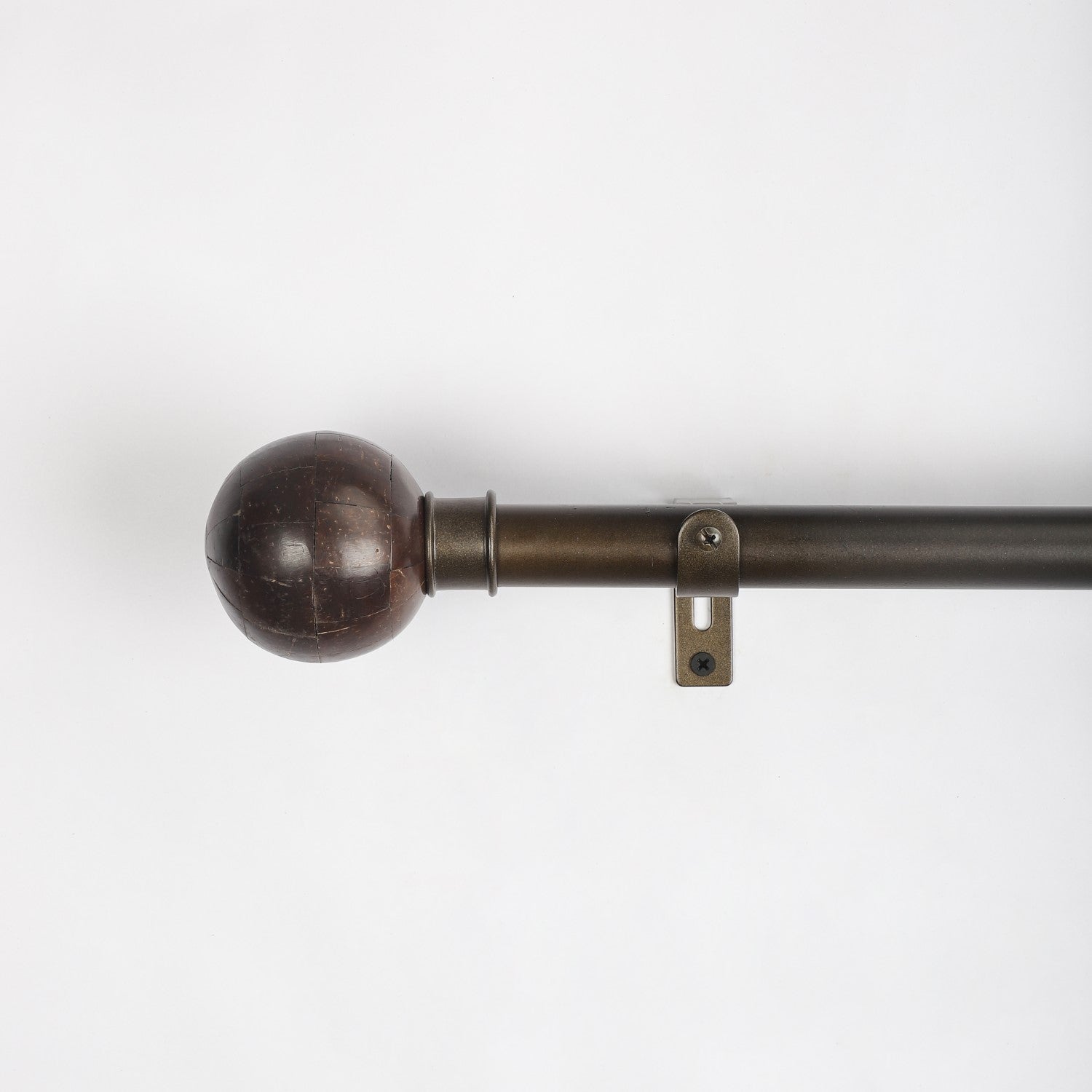 Black Extendable Curtain Pole | 19mm | Coconut Shell Finials | 61-366cm-1
