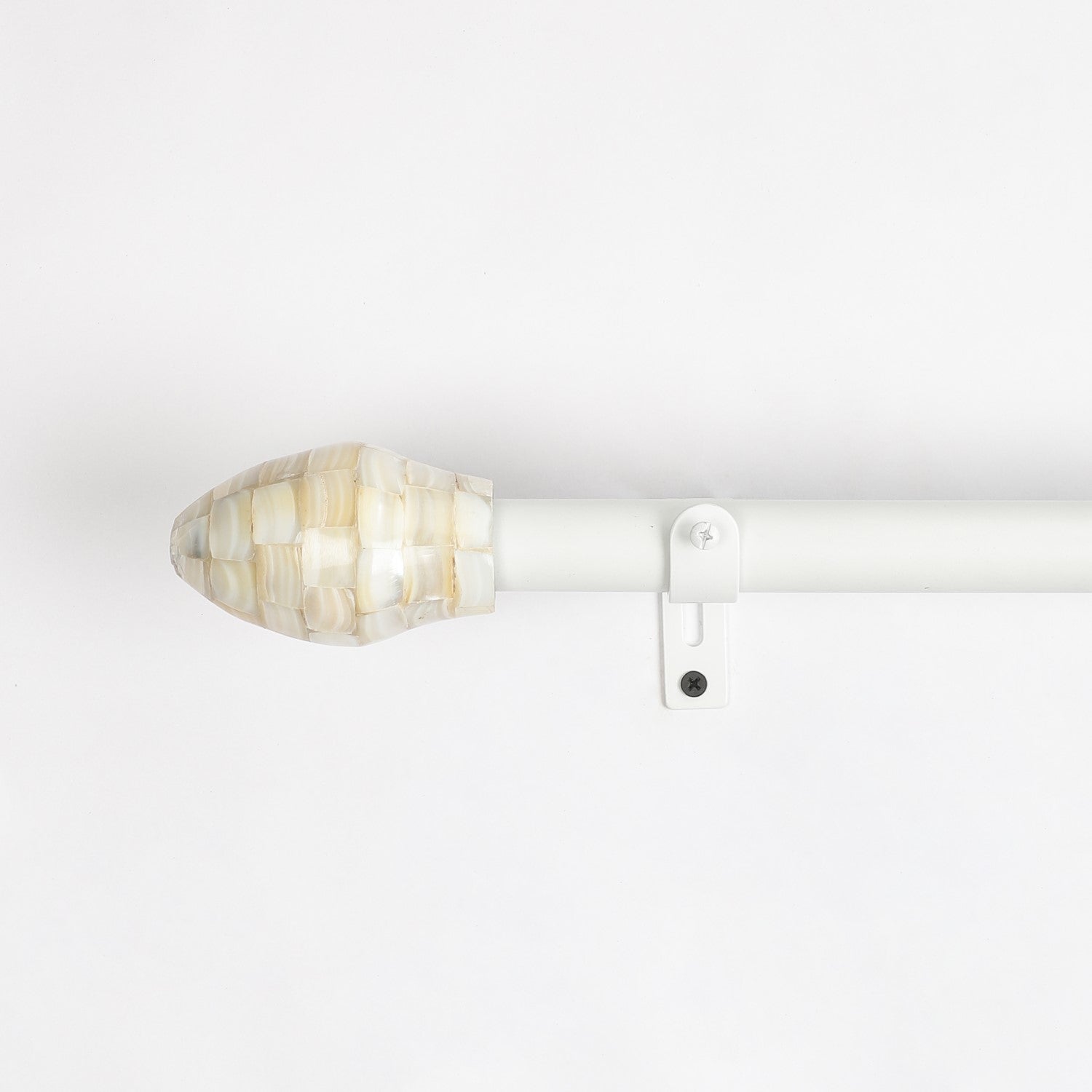 White Extendable Curtain Pole | 19mm | Iridescent Finials | 61-366cm-1