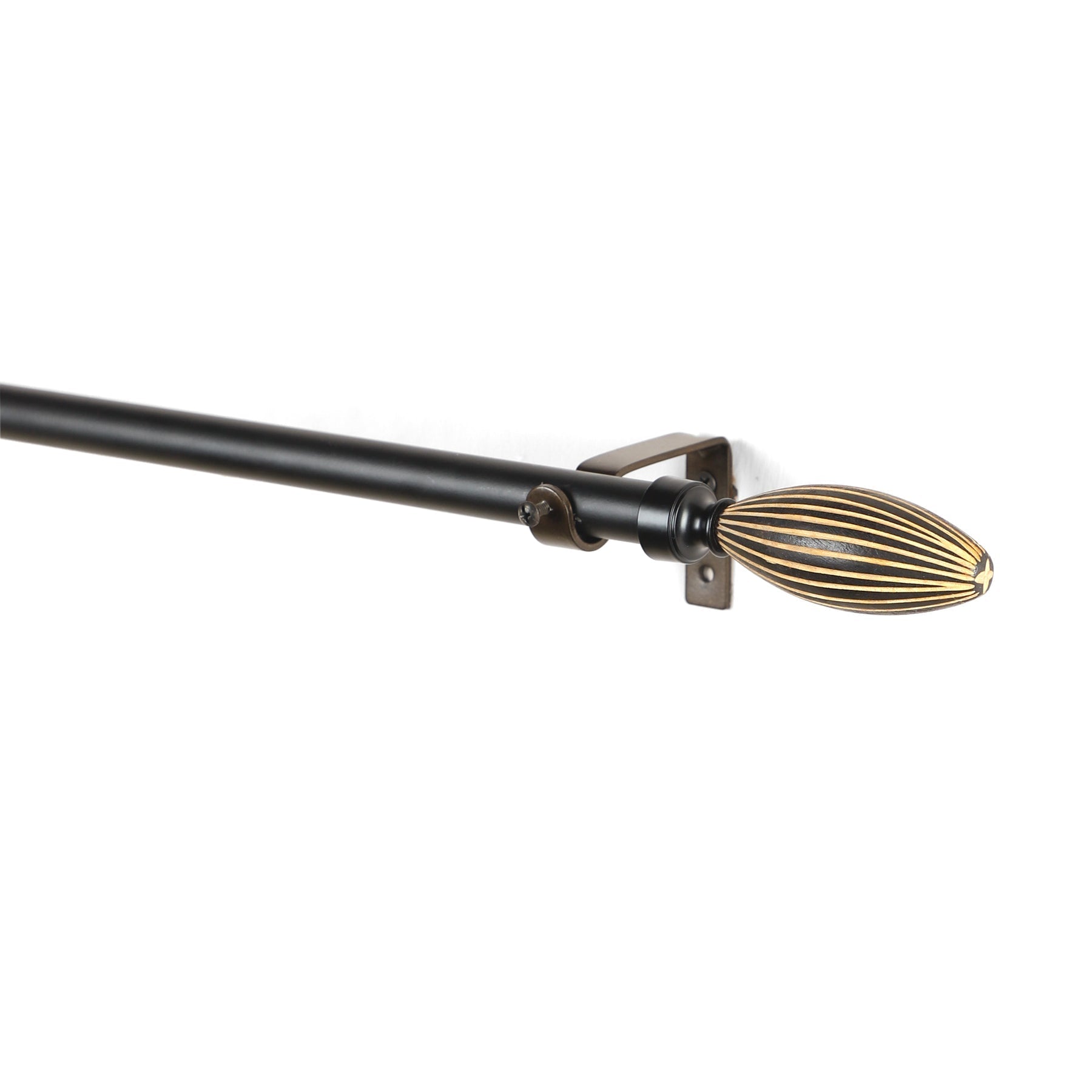 Black Extendable Curtain Pole | 19mm | Pineapple Finials | 61-366cm-1