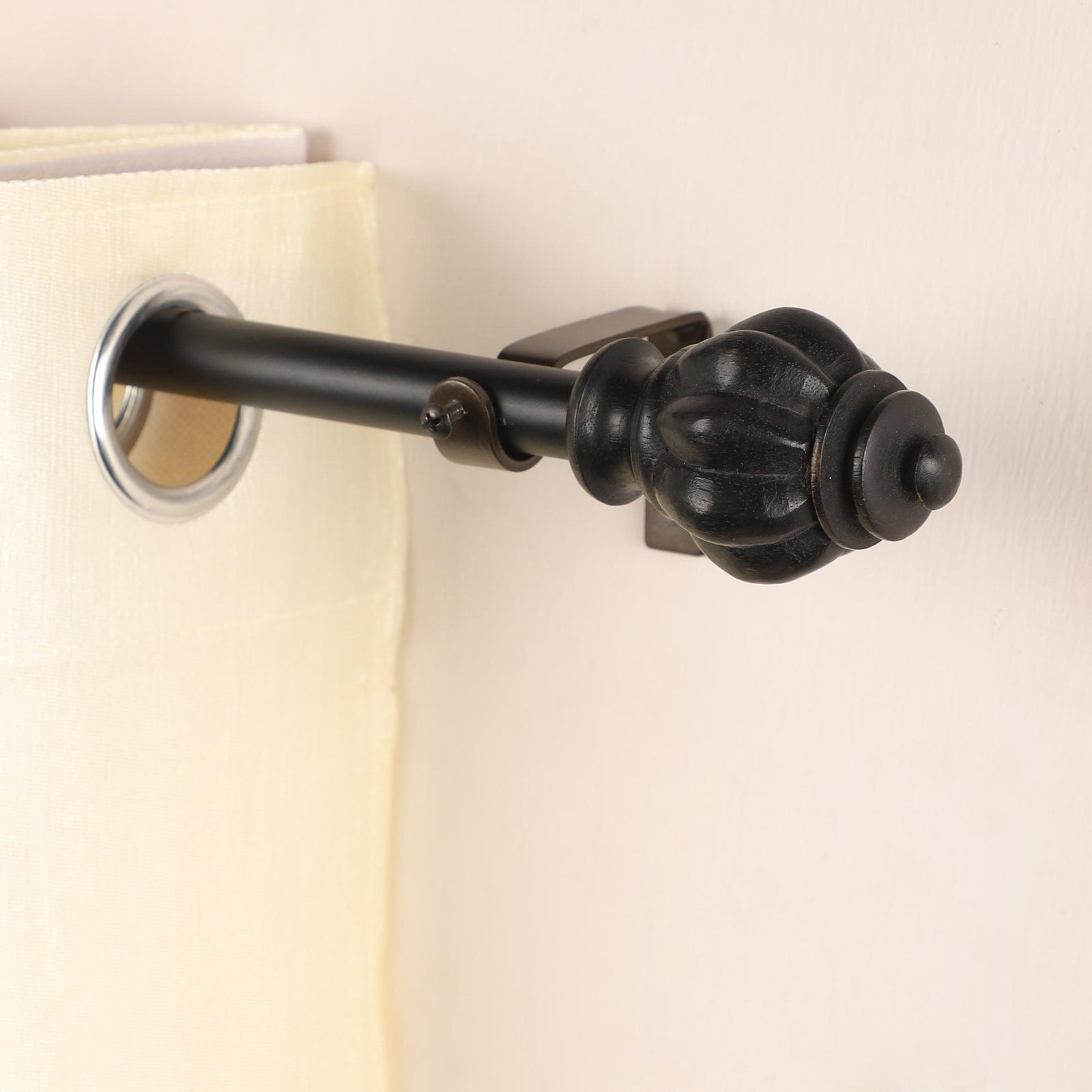 Black Extendable Curtain Pole | Urn Finials | 61-366cm-0