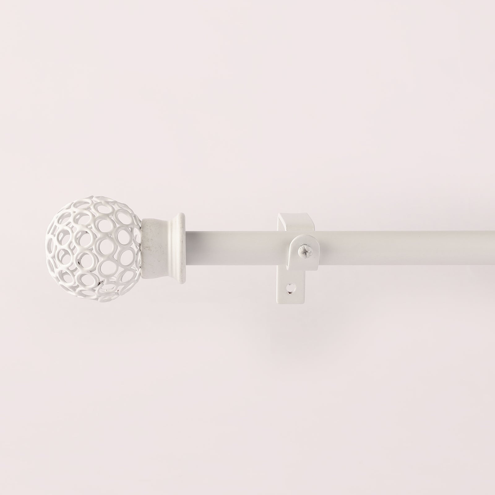 White Extendable Curtain Pole | 25mm | Cage Finials | 61-366cm-1