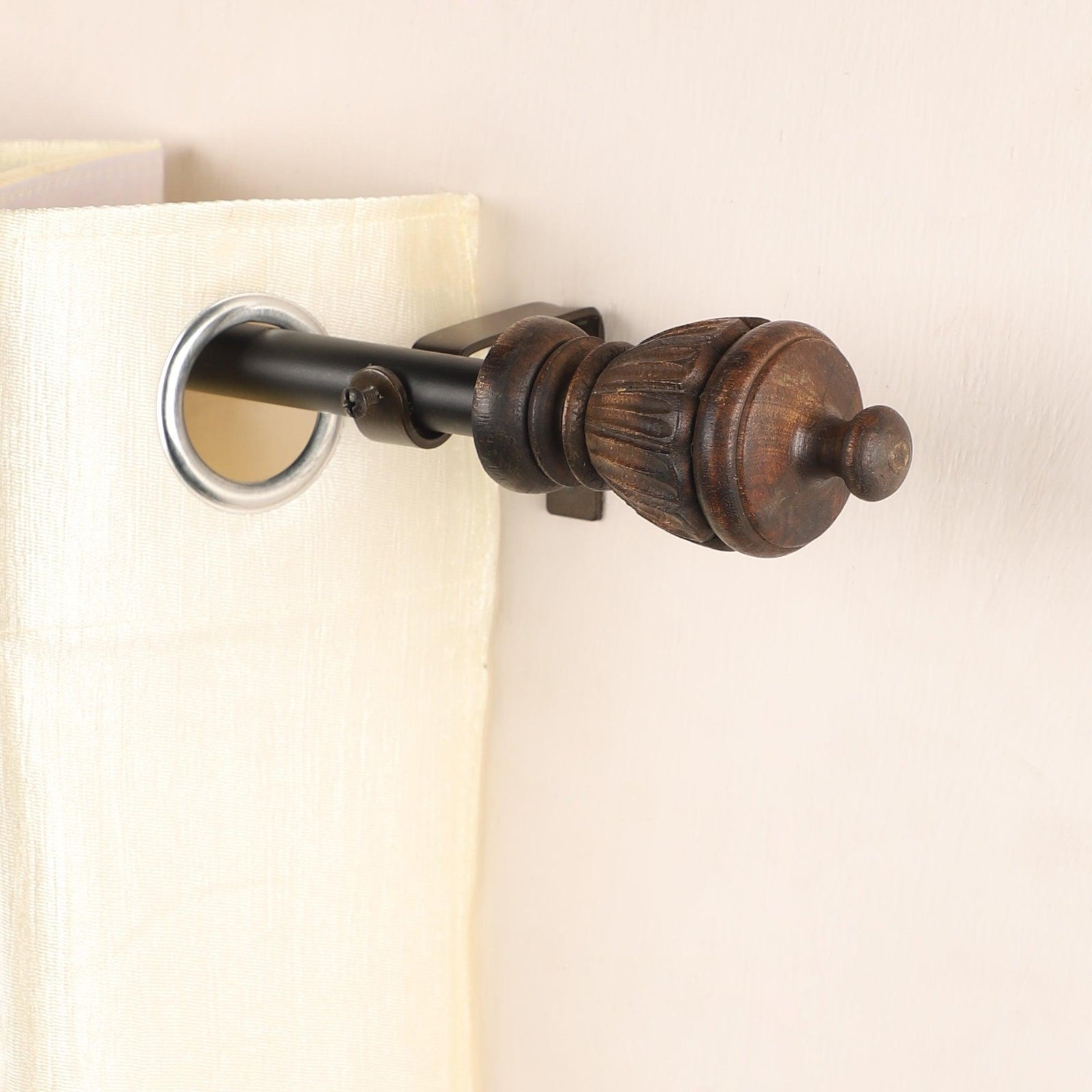 Black Extendable Curtain Pole | Classic Urn Finials | 61-366cm-0