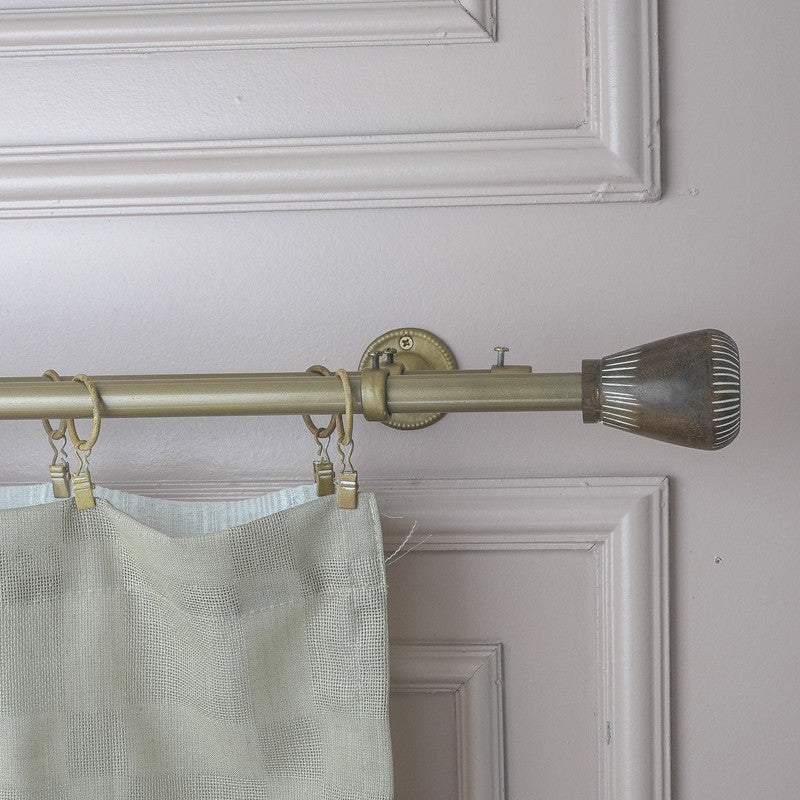 Elegant Gold Curtain Pole with Decorative Tapered Ball Finials-1