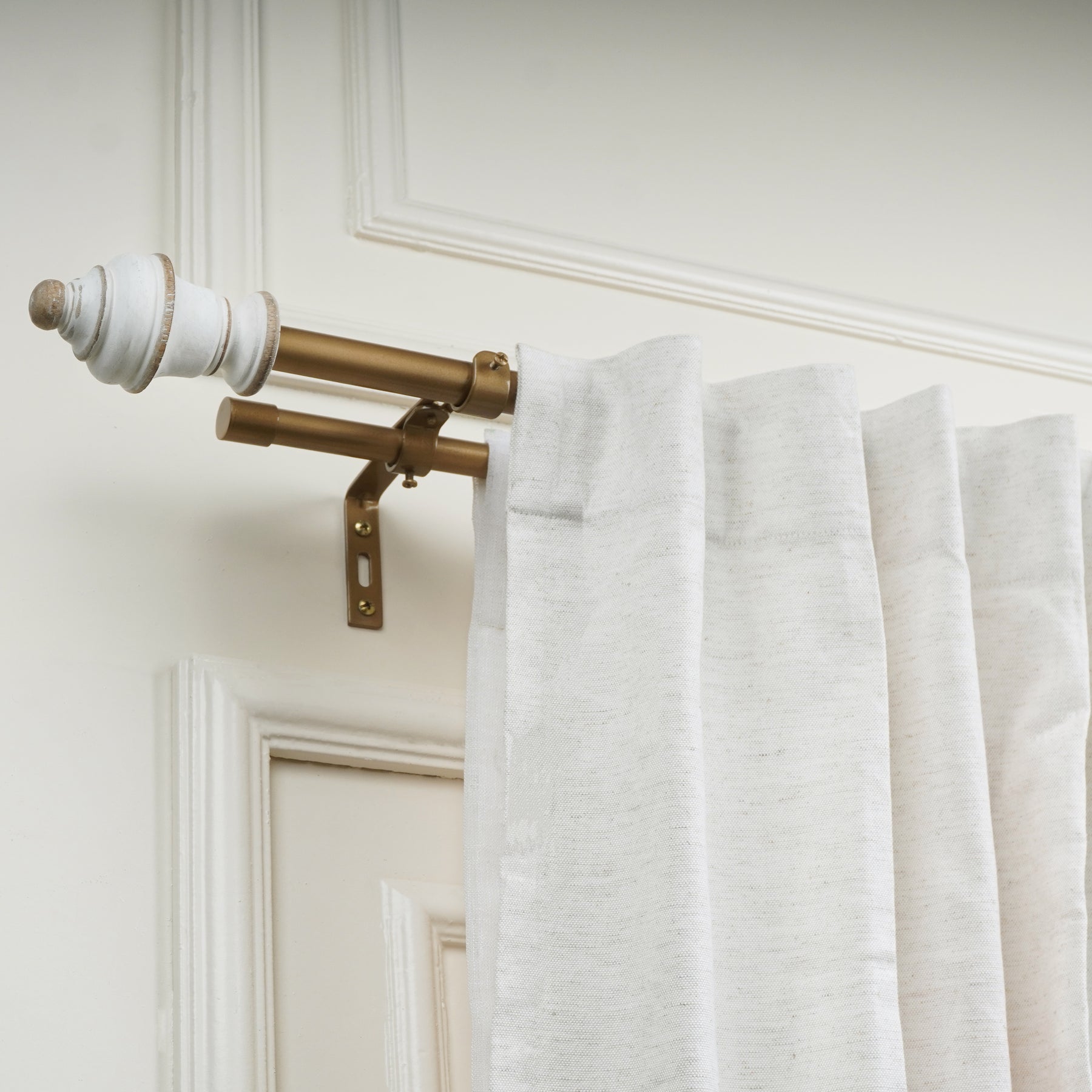 Modern Double Curtain Pole | Extendable | Gold Finish | 28-144 Inch | Perfect for Layering Curtains & Sheers-1