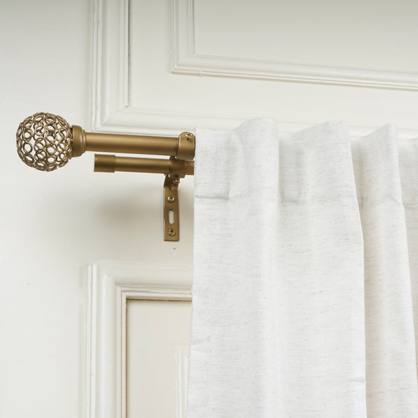 Gold Double Curtain Pole | Rustproof & Heavy Duty | Extendable Telescopic | 28-144 Inch-1