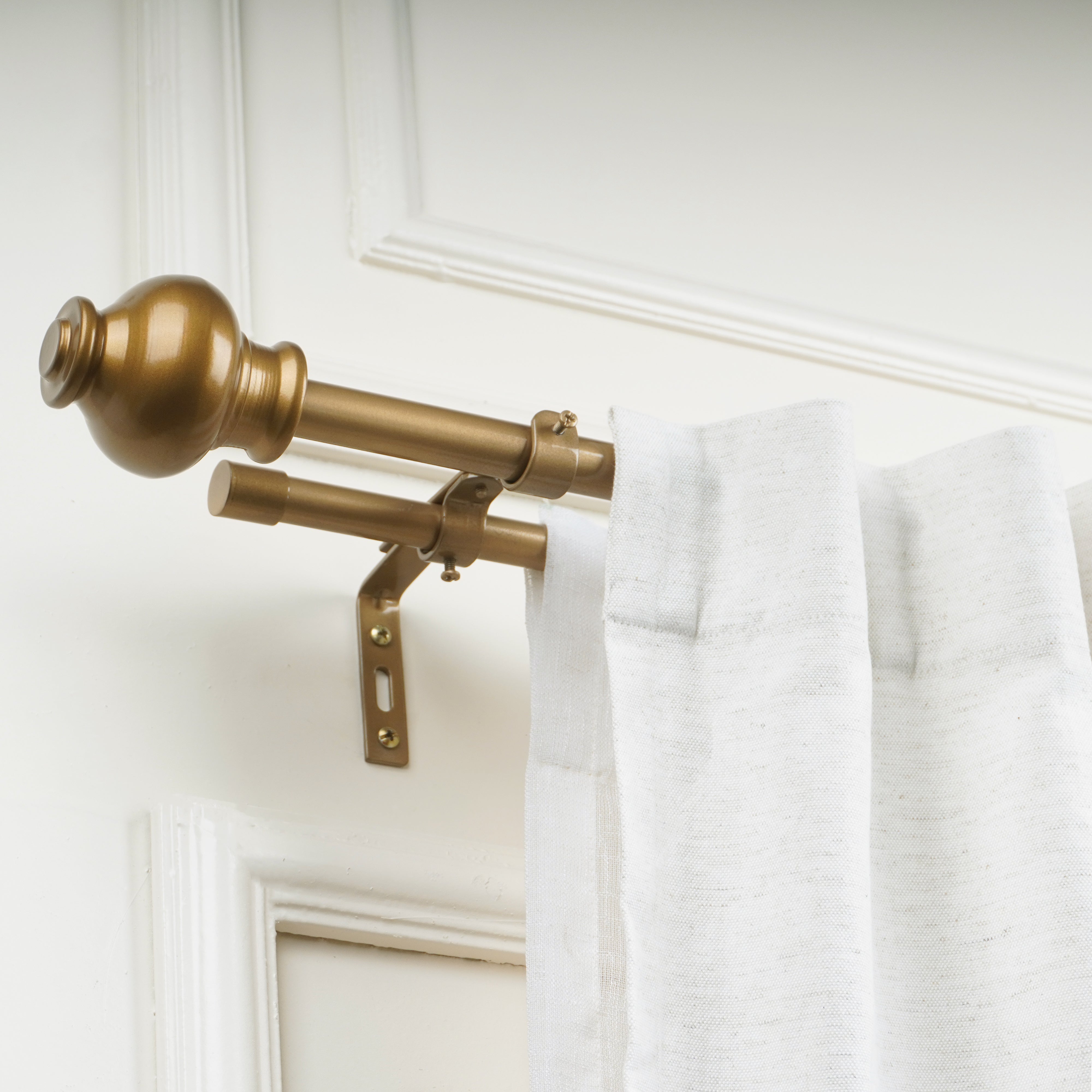 Antique Brass Double Curtain Pole | Rustproof | 25KG Load | Classic Style-0