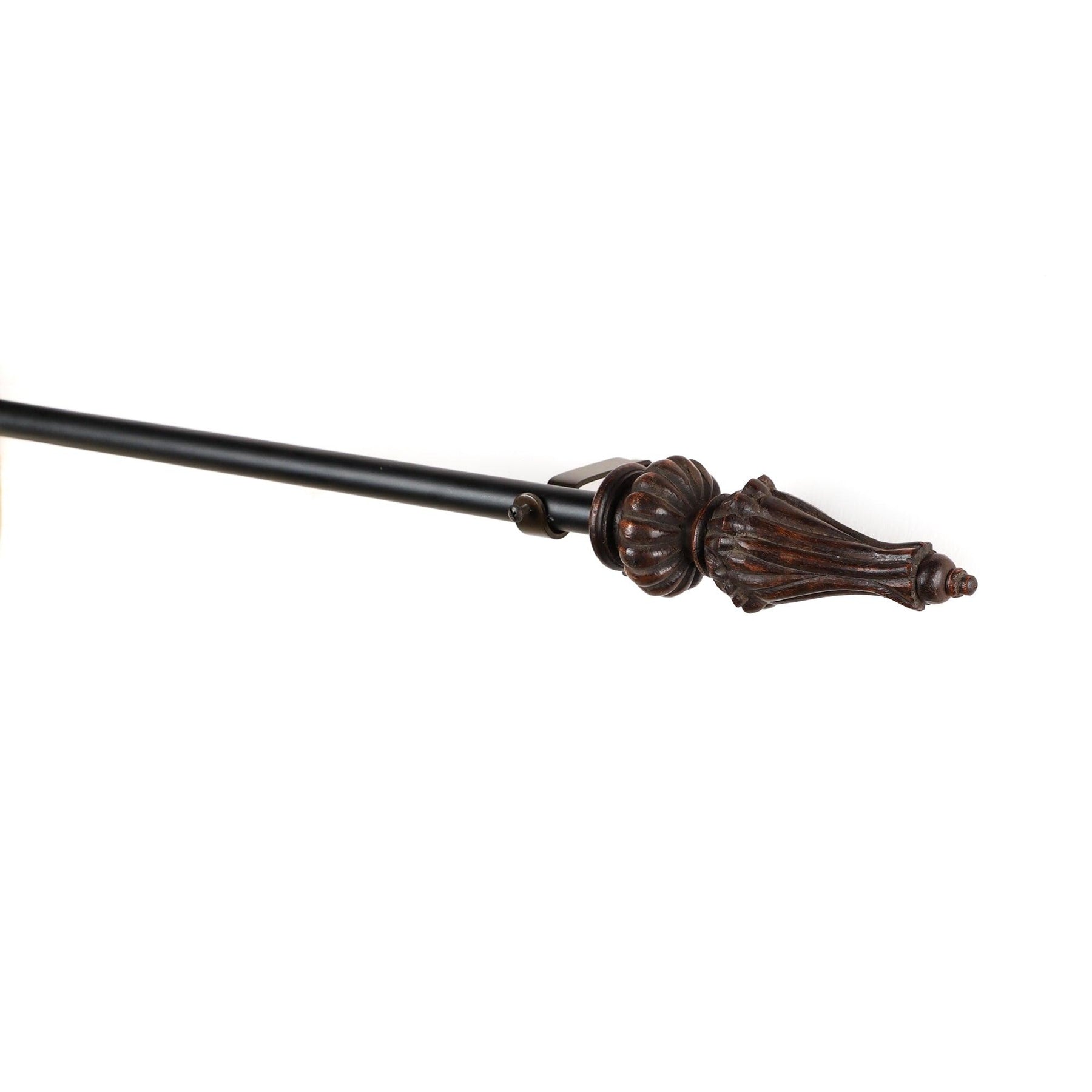 Black Extendable Curtain Pole | Urn-Shaped Wooden Finials | 61-366cm-1