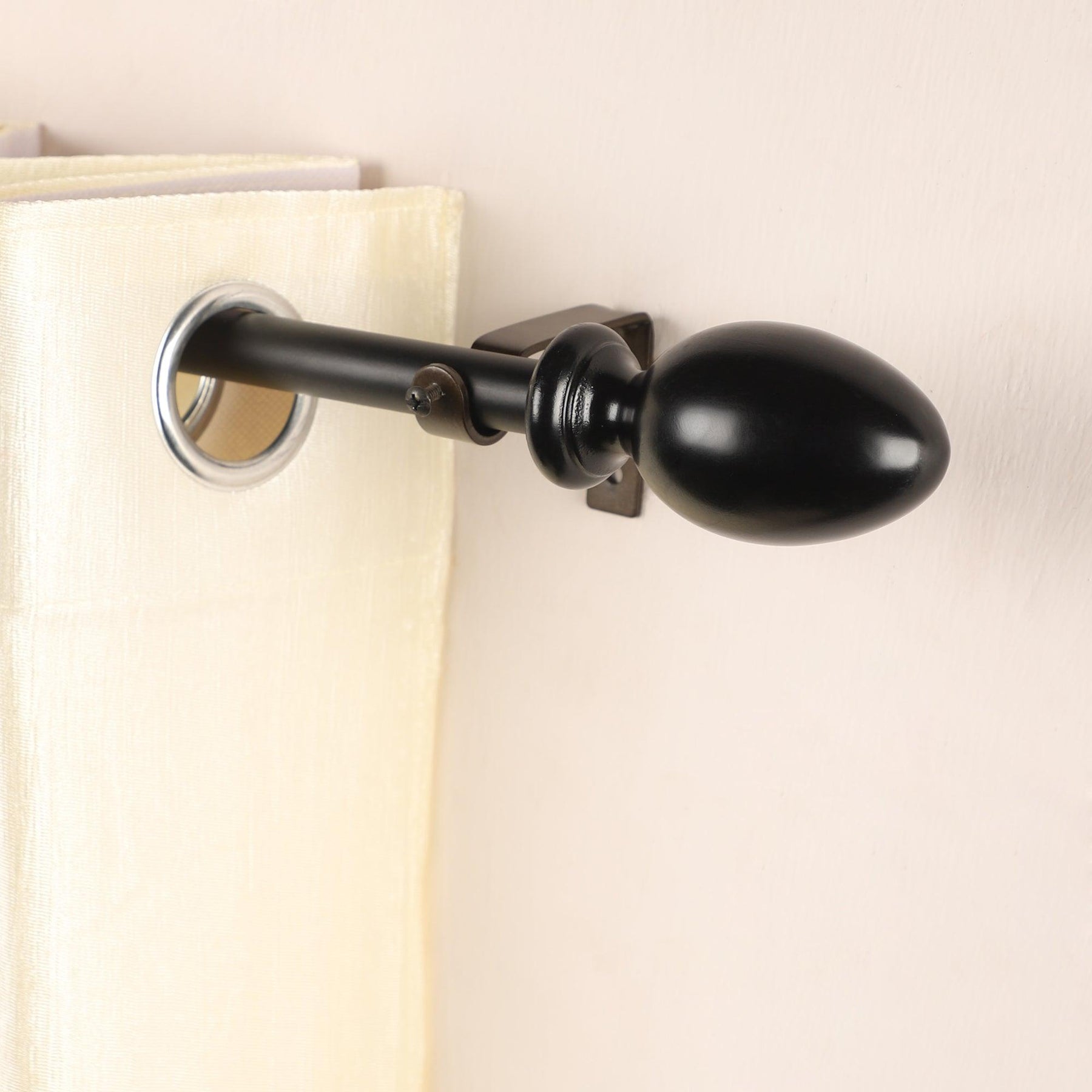 Black Extendable Curtain Pole | Acorn Finials | 61-366cm-0