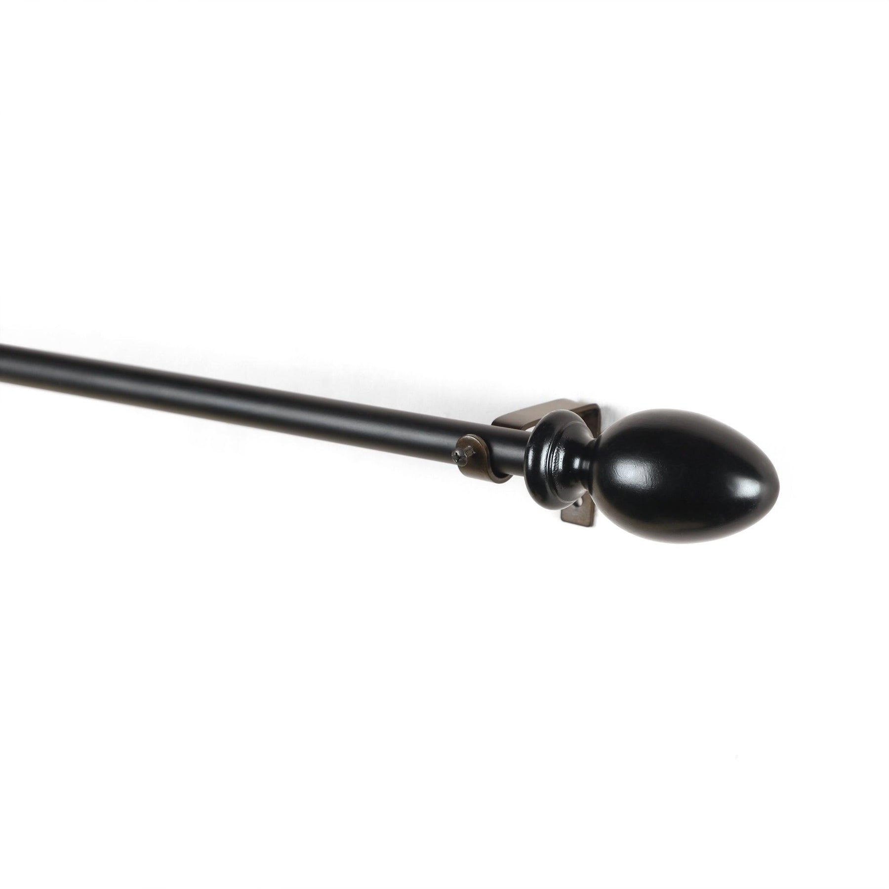 Black Extendable Curtain Pole | Acorn Finials | 61-366cm-1