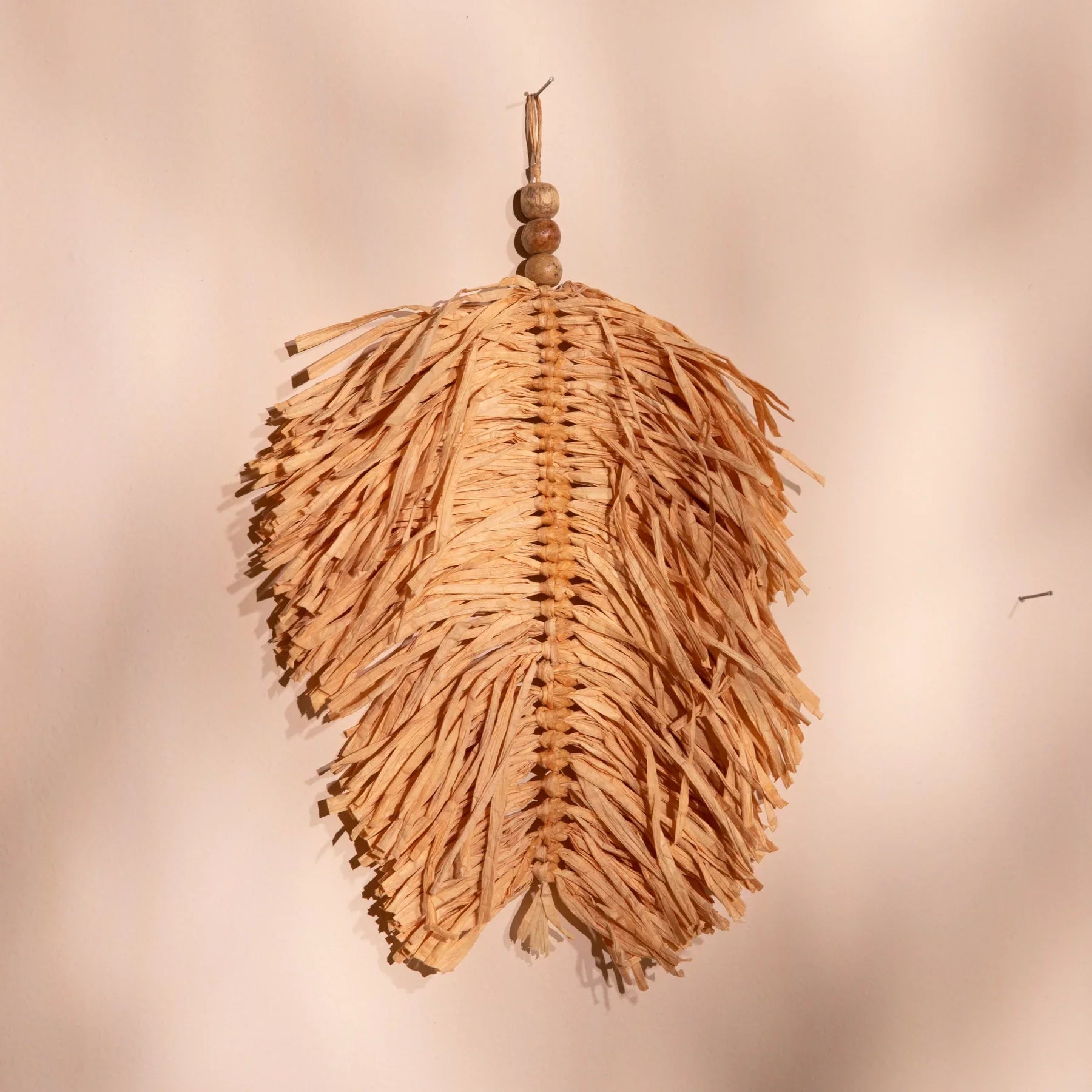 Handmade Raffia Leaf Wall Hanging - Natural, Bohemian Decor for Living Room, Bedroom-1