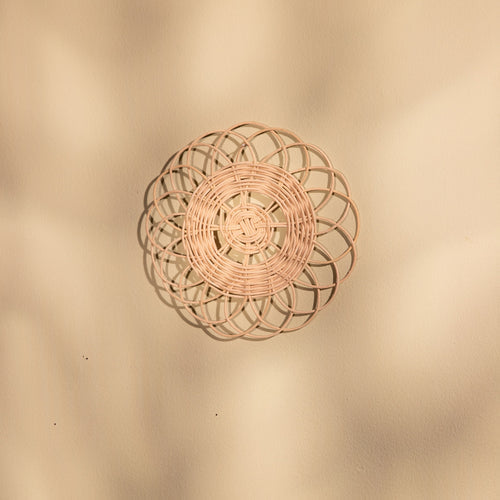 Bohemian Wall Decor UK: Handwoven Marigold Rattan Art-1