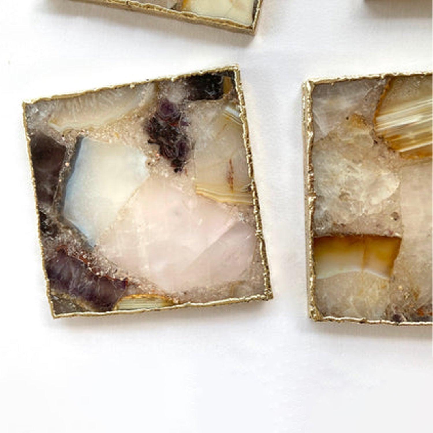 Raw Mixed Agate - Set of 4 Large Square Coasters | Personalised Momentos - PRHOMZ