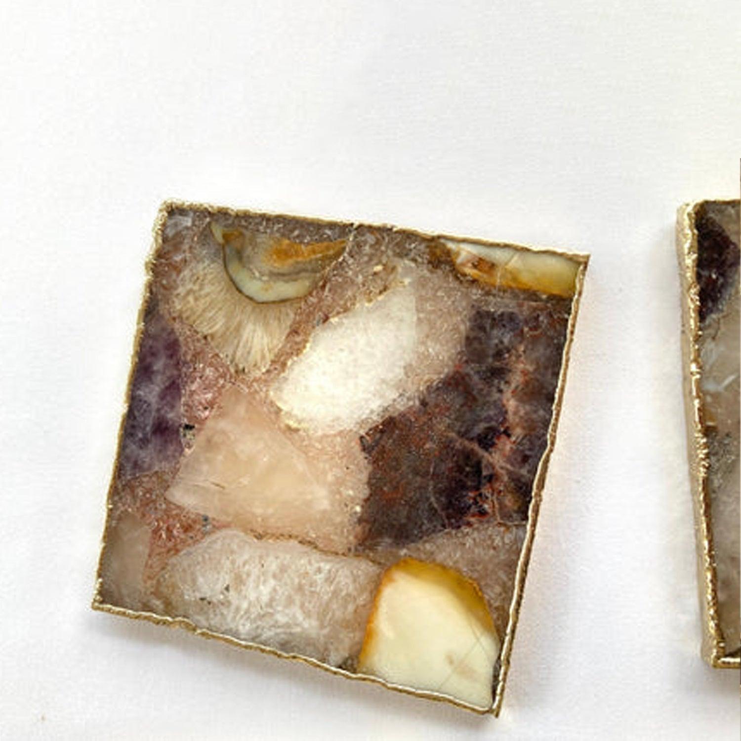 Raw Mixed Agate - Set of 4 Large Square Coasters | Personalised Momentos - PRHOMZ
