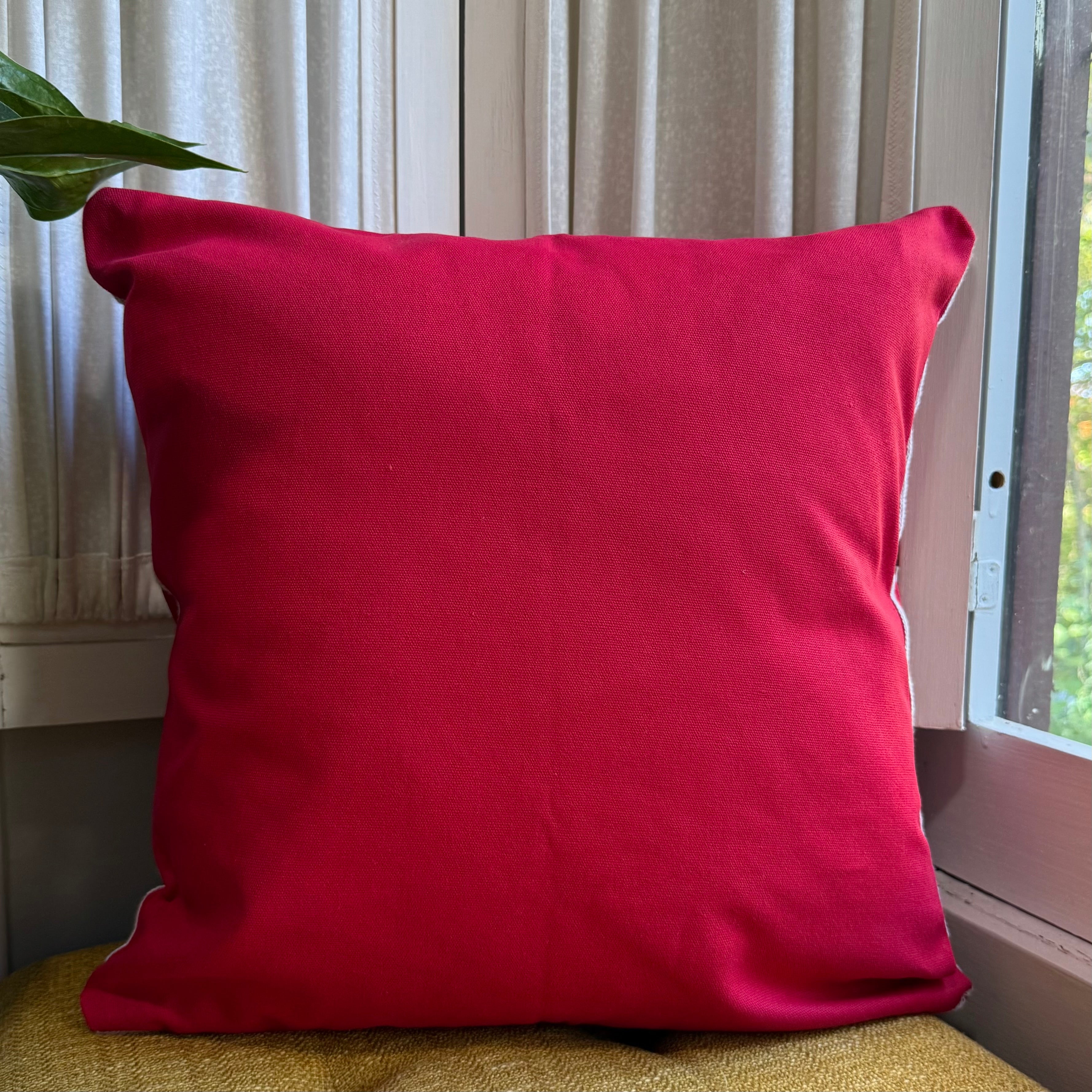 Red and White “Let it Snow” Embroidered Pillow Cover