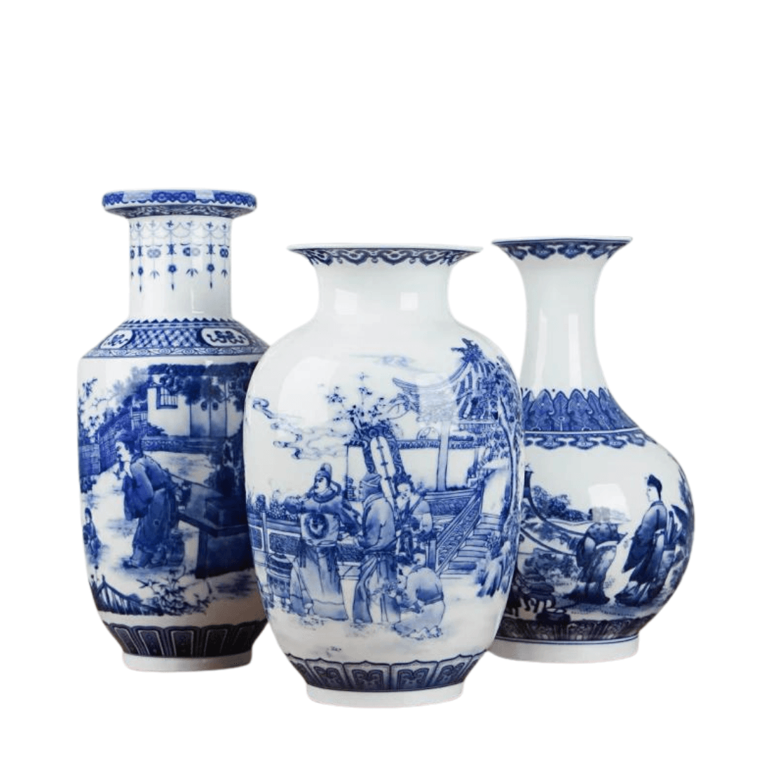 Classic Antique Chinese Blue and White Ceramic Vase - PRHOMZ