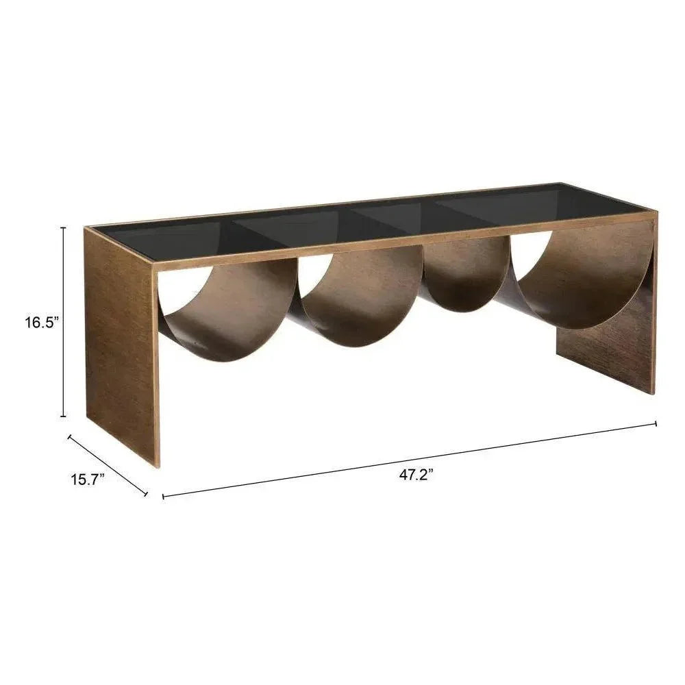 Reed Glass & Black Steel Rectangular Coffee Table