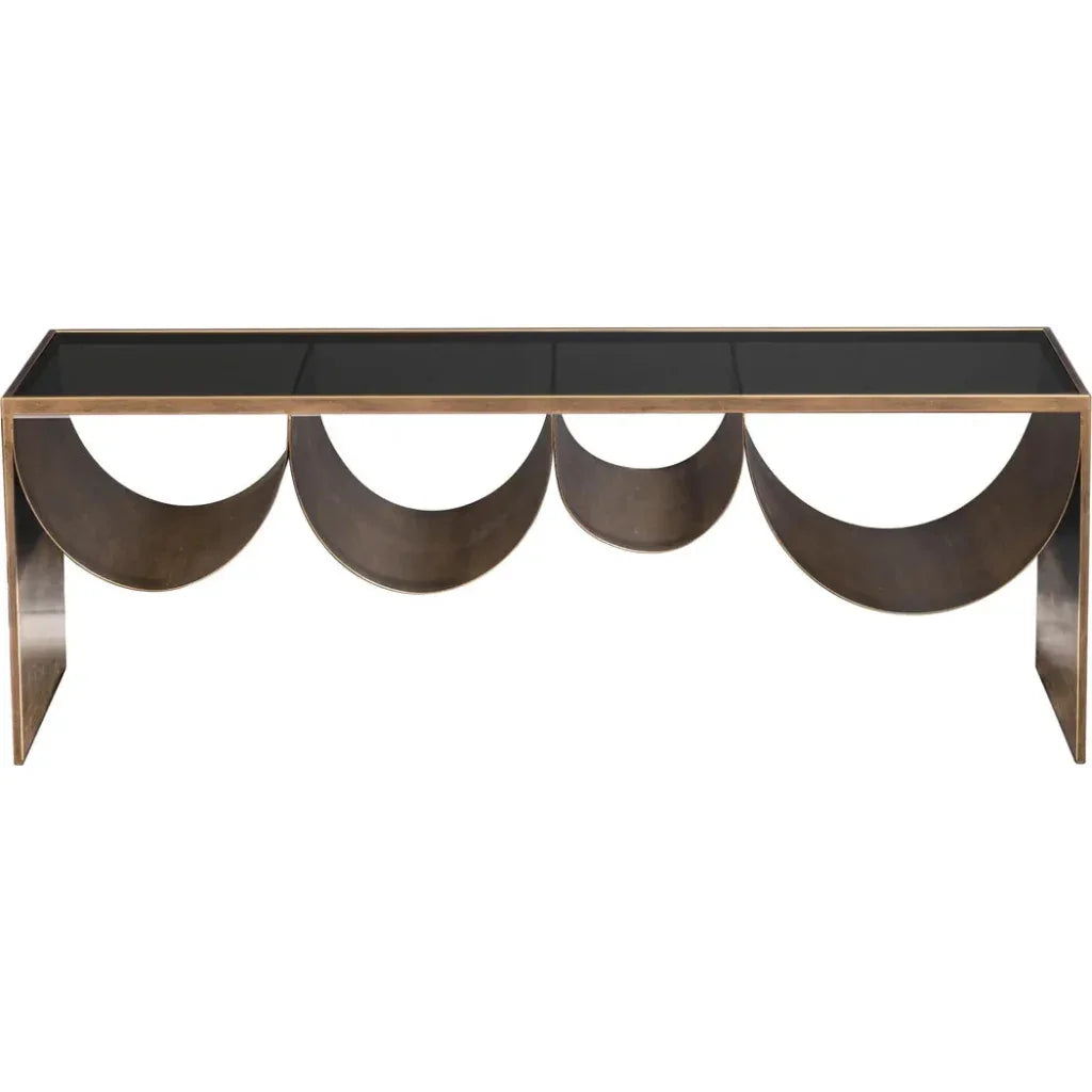 Reed Glass & Black Steel Rectangular Coffee Table