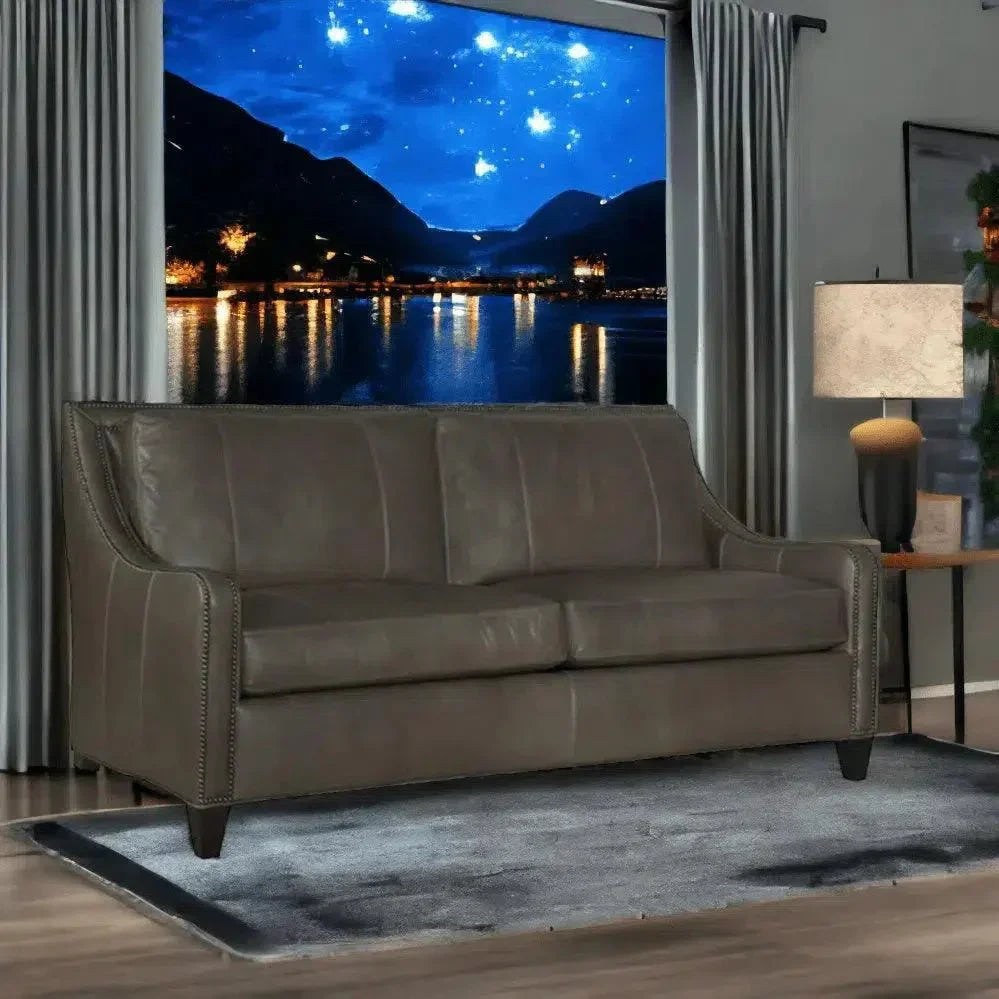 Renato Leather Sofa Two Cushion Bench Built USA
