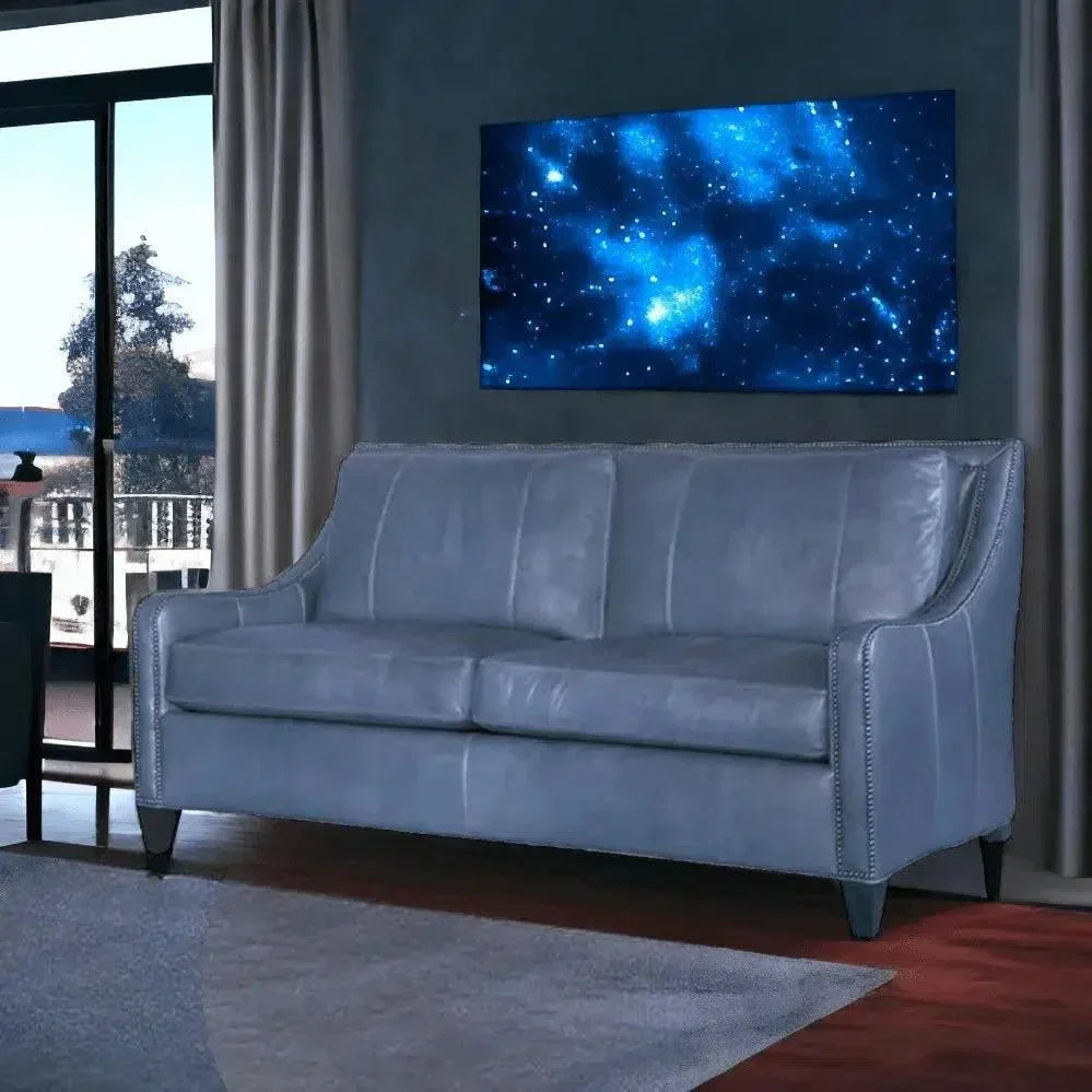 Renato Leather Sofa Two Cushion Bench Built USA