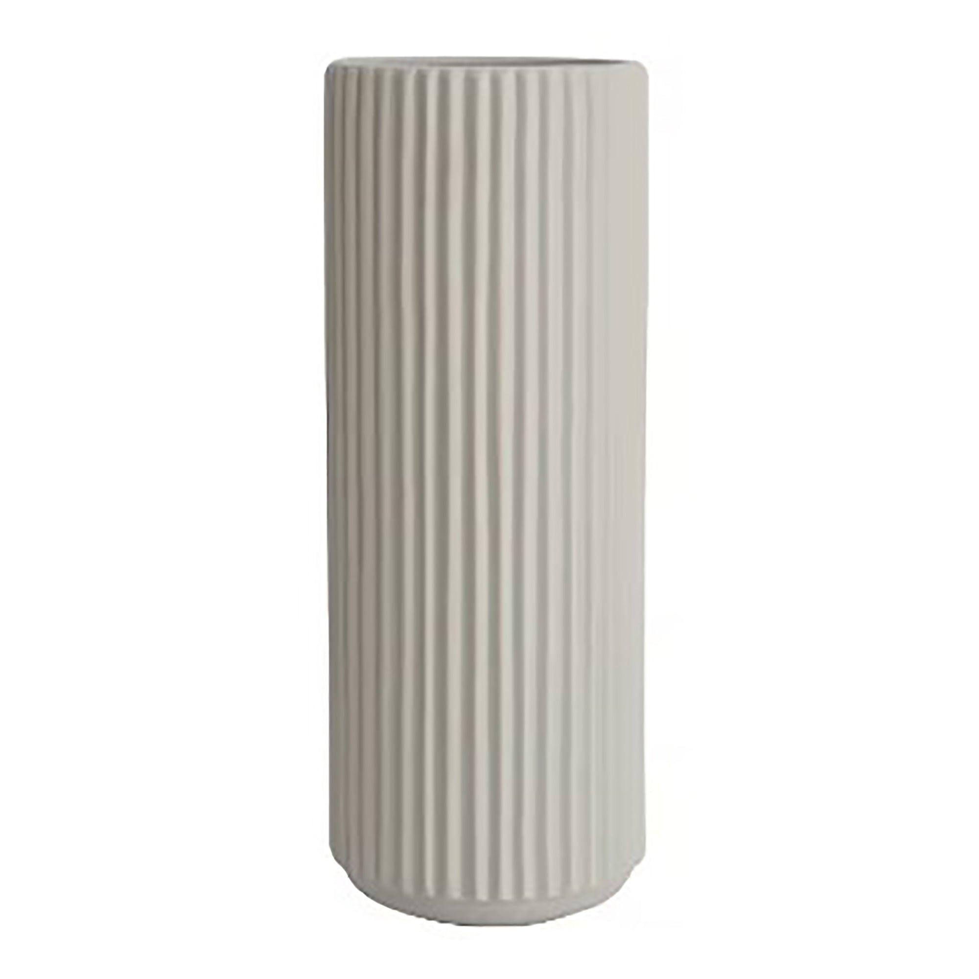 Ribbed Ceramic Vase-Beige-XXXL - PRHOMZ