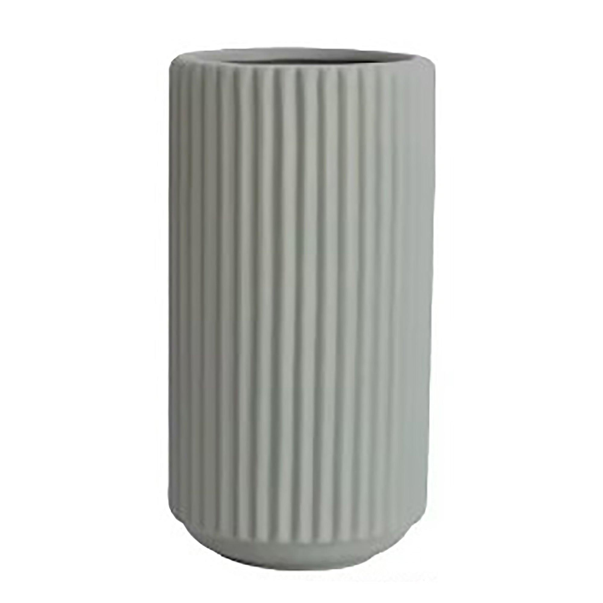 Ribbed Ceramic Vase-Sage-XL - PRHOMZ