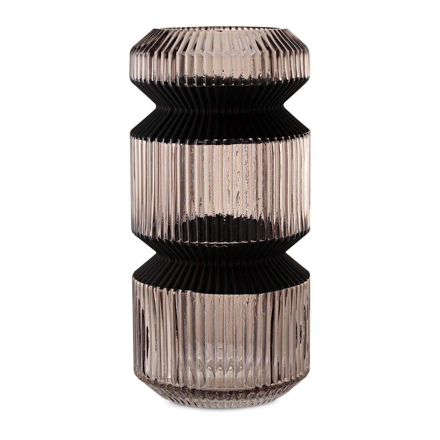 Ribbed Designer Vase-Large-Champagne - PRHOMZ