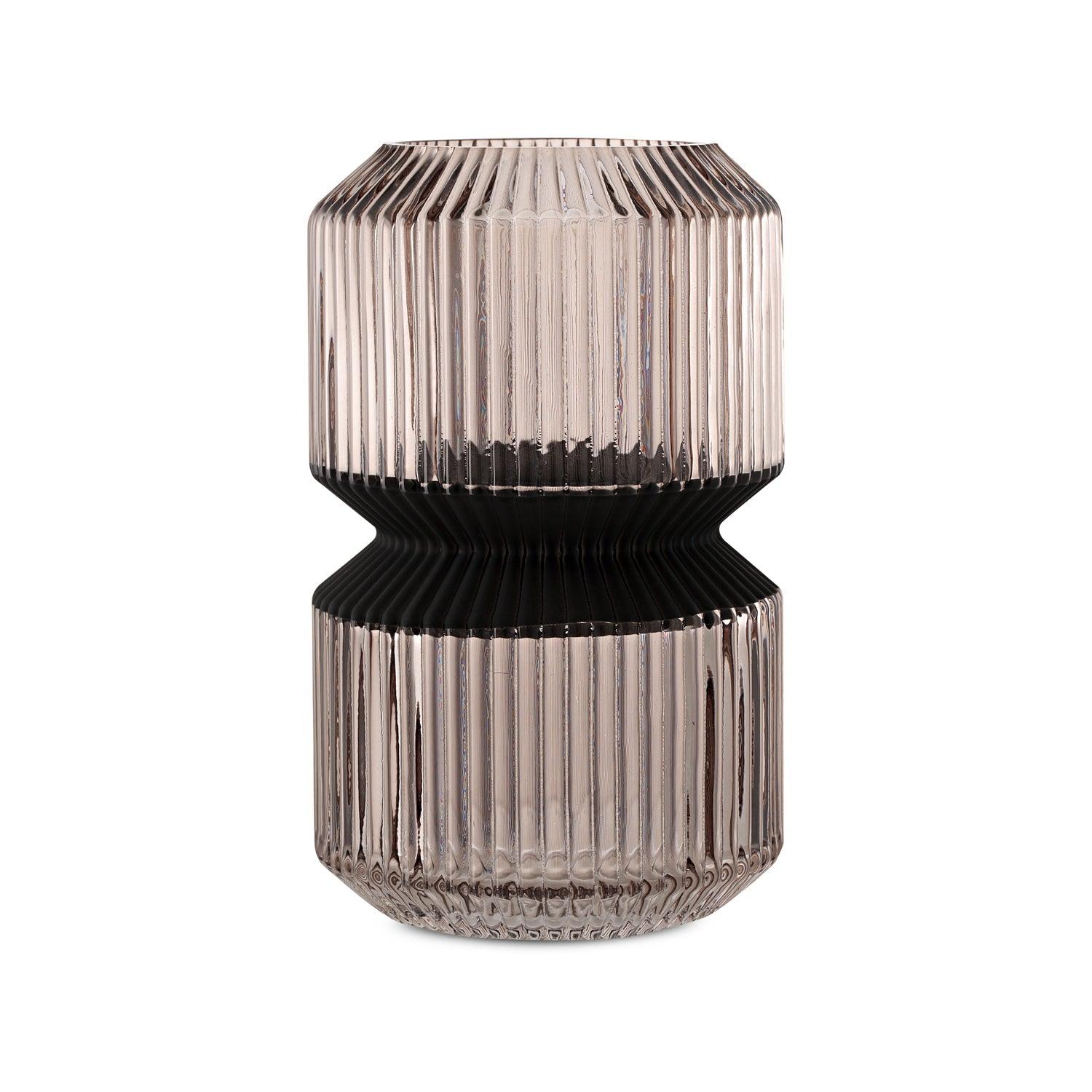 Ribbed Designer Vase-Medium-Champagne - PRHOMZ