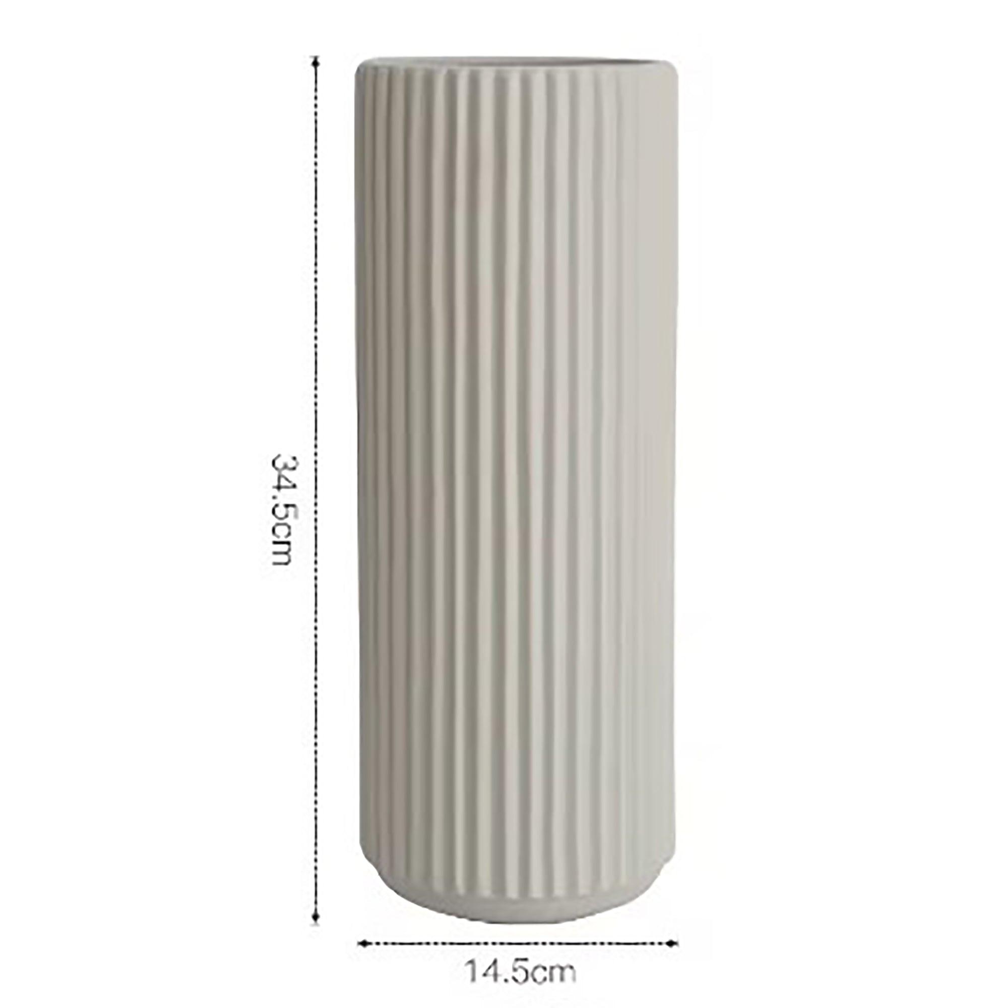 Ribbed Ceramic Vase-Beige-XXXL - PRHOMZ