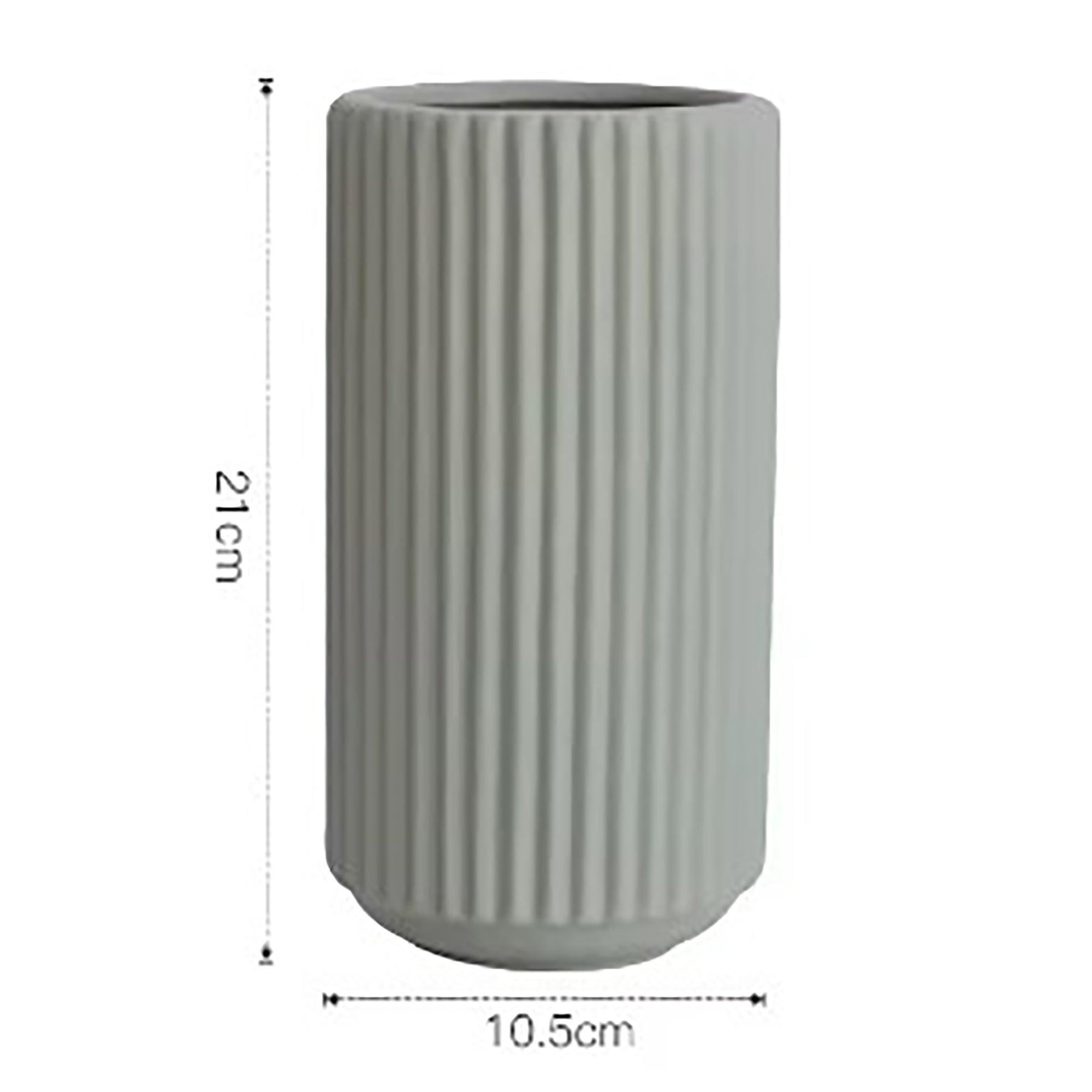 Ribbed Ceramic Vase-Sage-XL - PRHOMZ