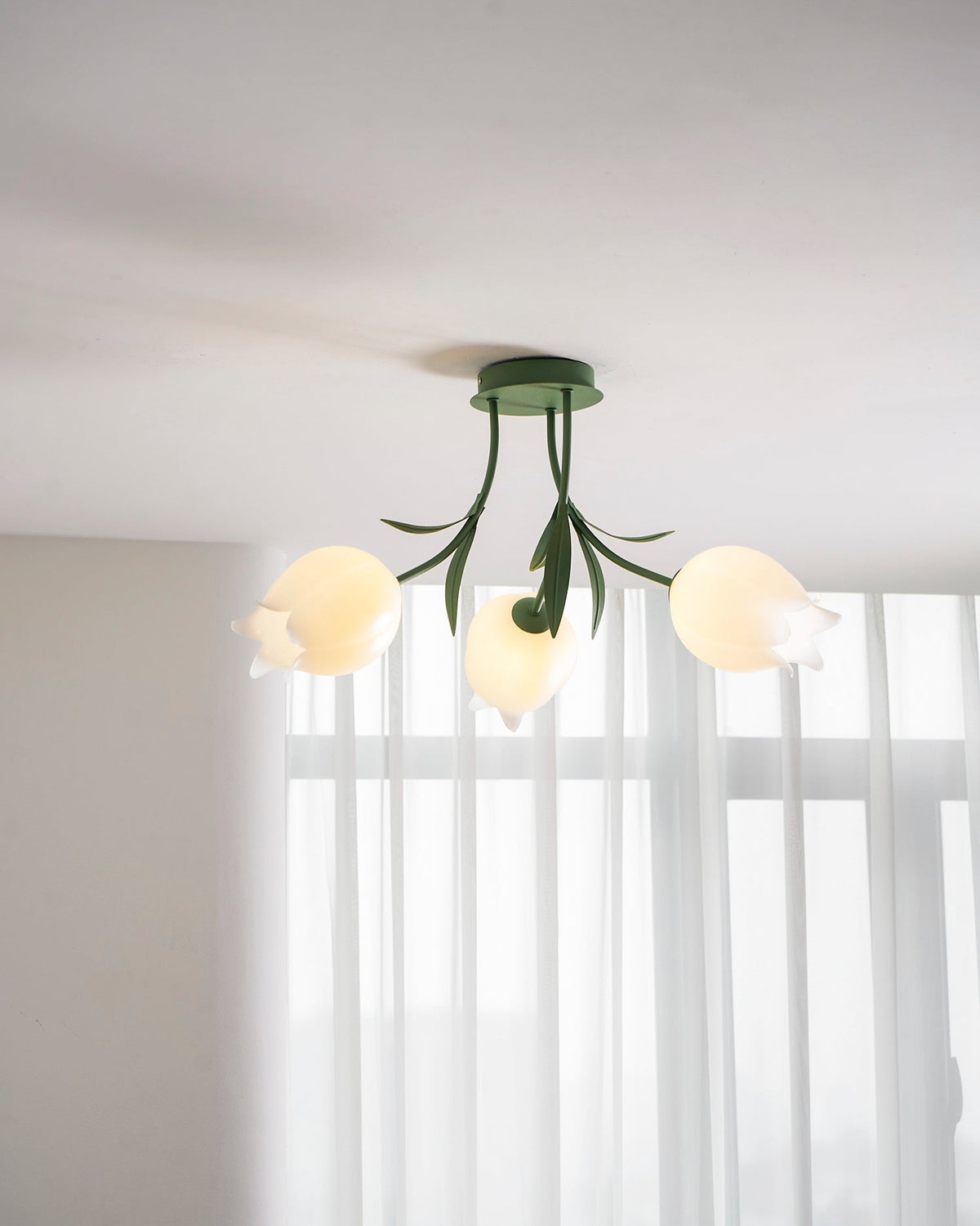 Lilia | Multi-Head Flush Mount Ceiling Light with Acrylic Lily Shades, Dimmer Compatible