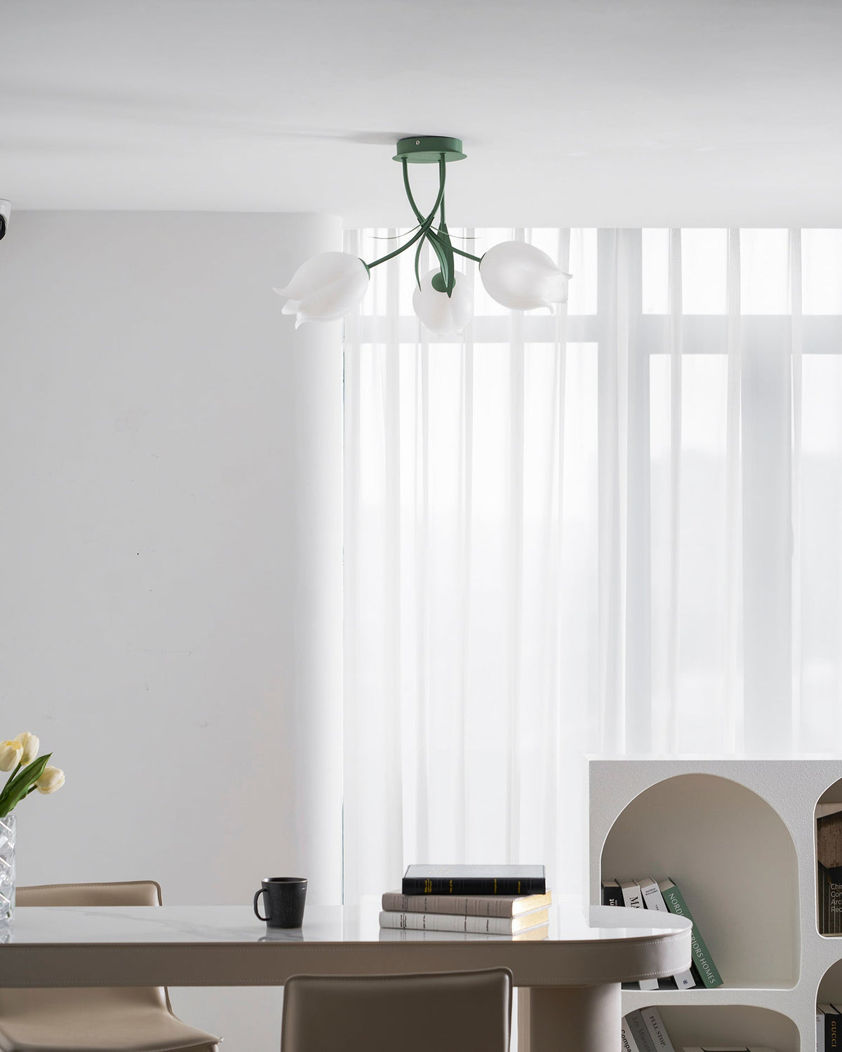 Lilia | Multi-Head Flush Mount Ceiling Light with Acrylic Lily Shades, Dimmer Compatible